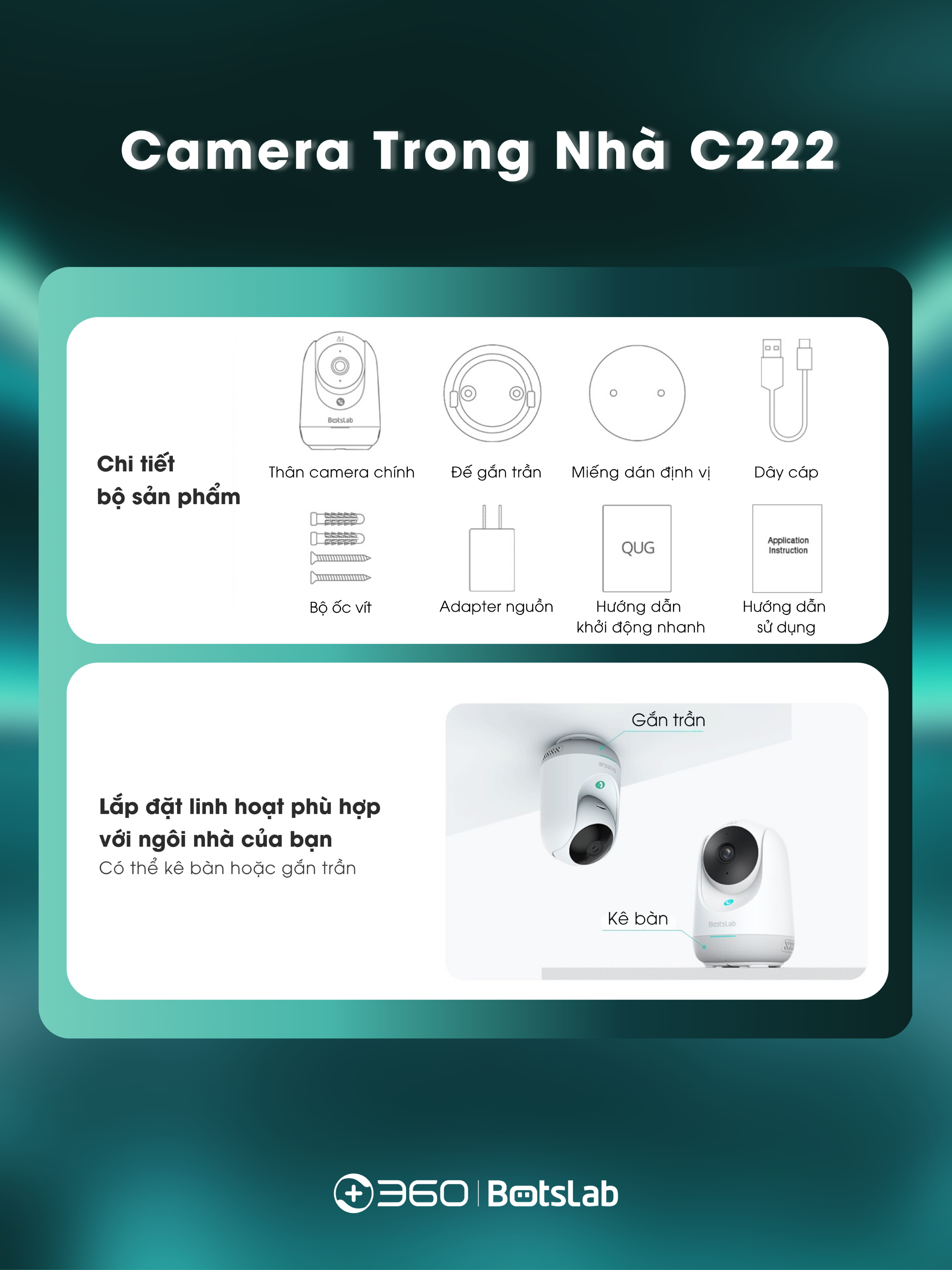 Camera Trong Nha 360° BOTSLAB C222 bigmivn 6