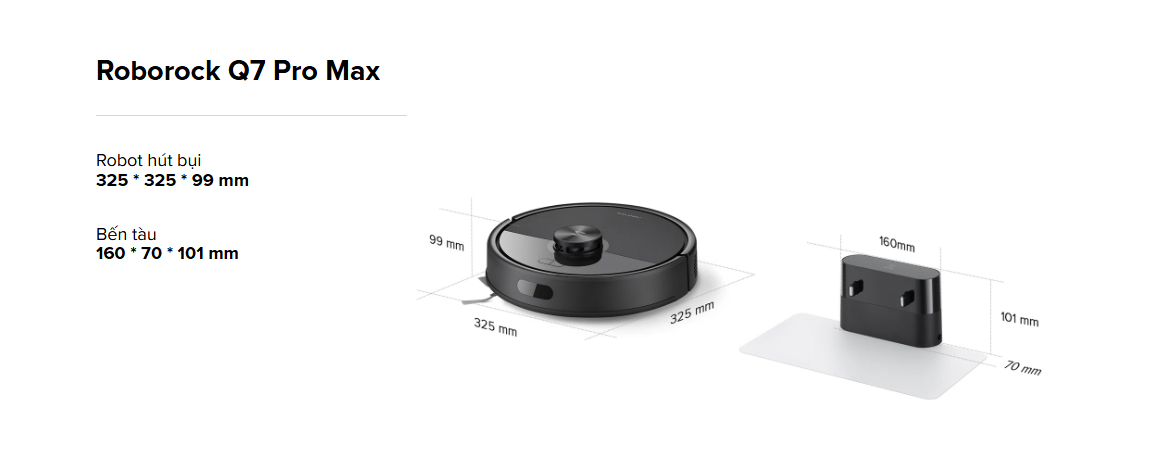 Robot hút bụi lau nhà Roborock Q7 Pro Max - Chính hãng 11 Kich thuoc Robot hut bui lau nha Roborock Q7 Pro