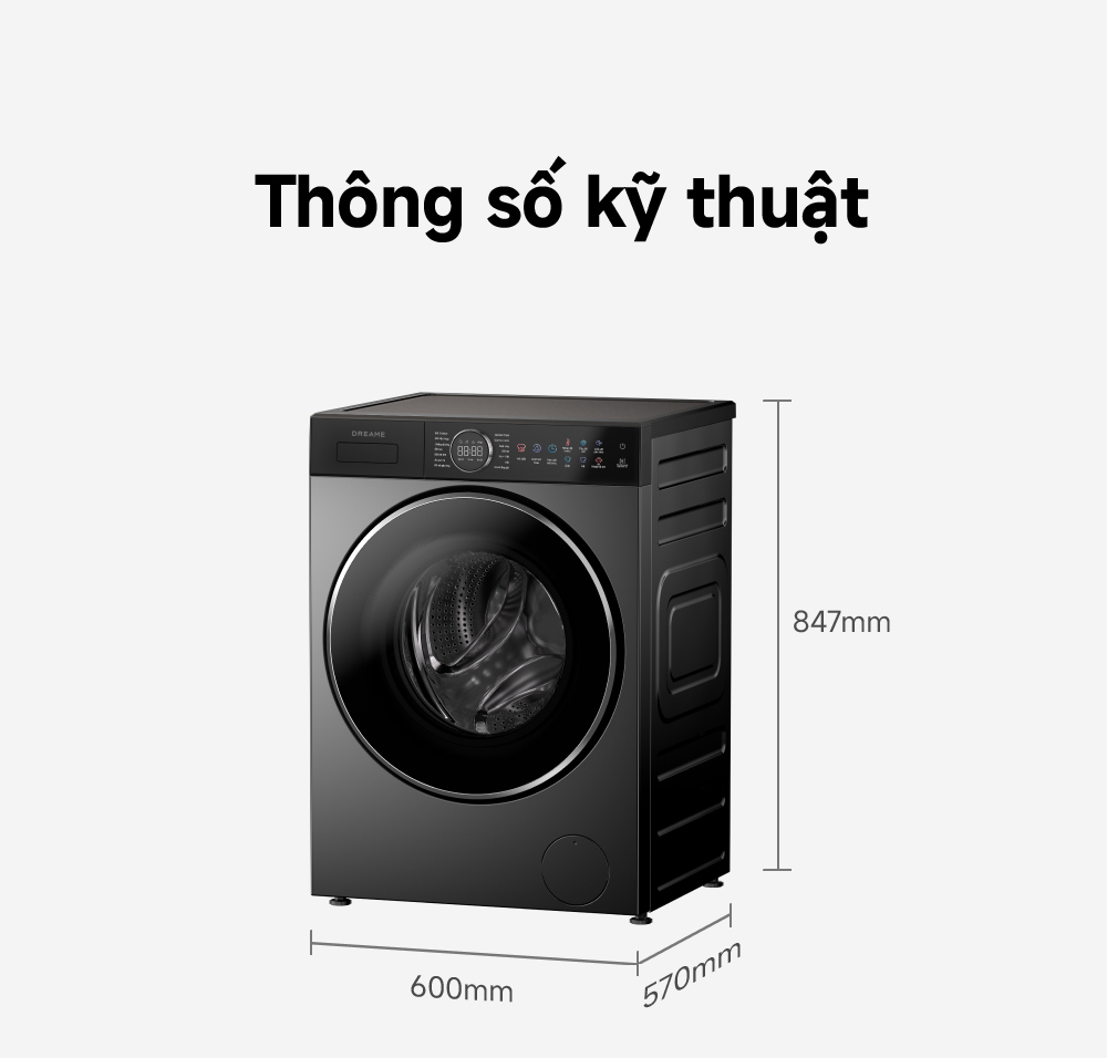 Máy giặt Dreame Premium Washer AI L3-2 10kg cửa trước (lồng ngang) DWF10L32BASE - Giặt thông minh, giặt nước nóng 3 May giat cua truoc 10kg Dreame Premium Washer L3 2 bigmivn 13