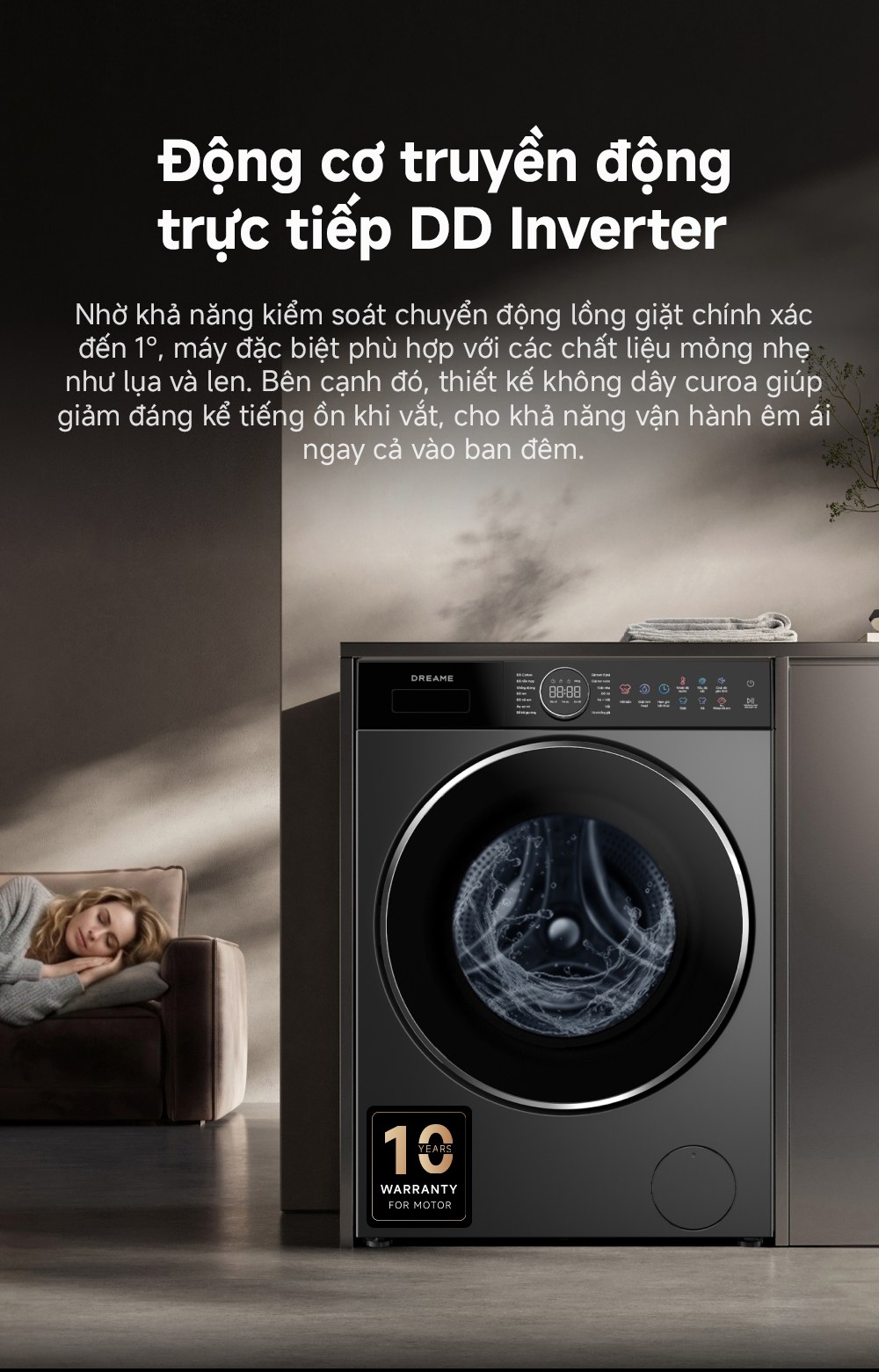 Máy giặt Dreame Premium Washer AI L3-2 10kg cửa trước (lồng ngang) DWF10L32BASE - Giặt thông minh, giặt nước nóng 10 May giat cua truoc 10kg Dreame Premium Washer L3 2 bigmivn 6
