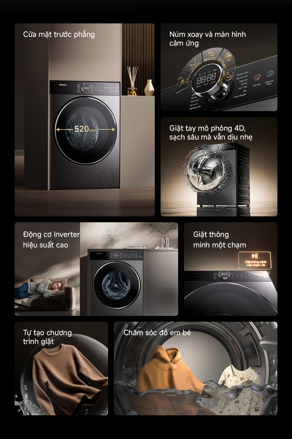 Máy giặt Dreame Premium Washer AI L3-2 10kg cửa trước (lồng ngang) DWF10L32BASE - Giặt thông minh, giặt nước nóng 4 May giat cua truoc 10kg Dreame Premium Washer L3 2 bigmivn