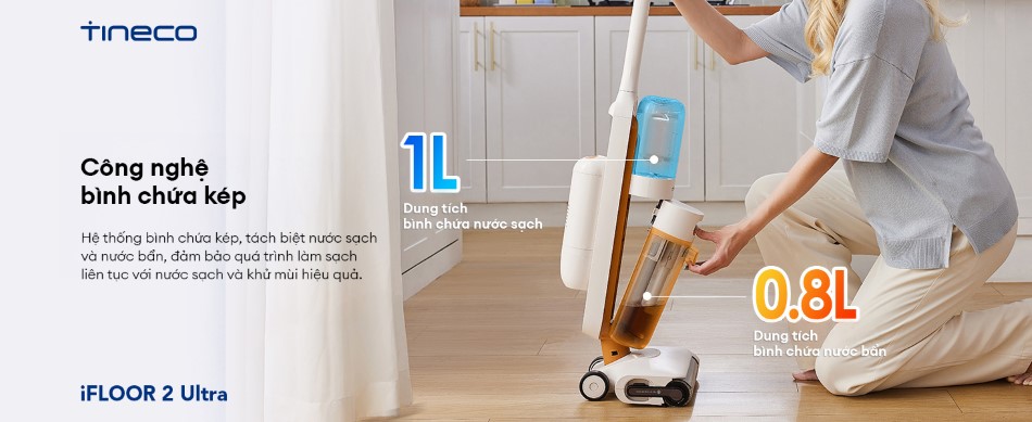 Máy hút bụi lau sàn khô ướt Tineco iFloor 2 Ultra - Bản Quốc Tế 10 May hut bui lau san kho uot Tineco iFloor 2 Ultra 8