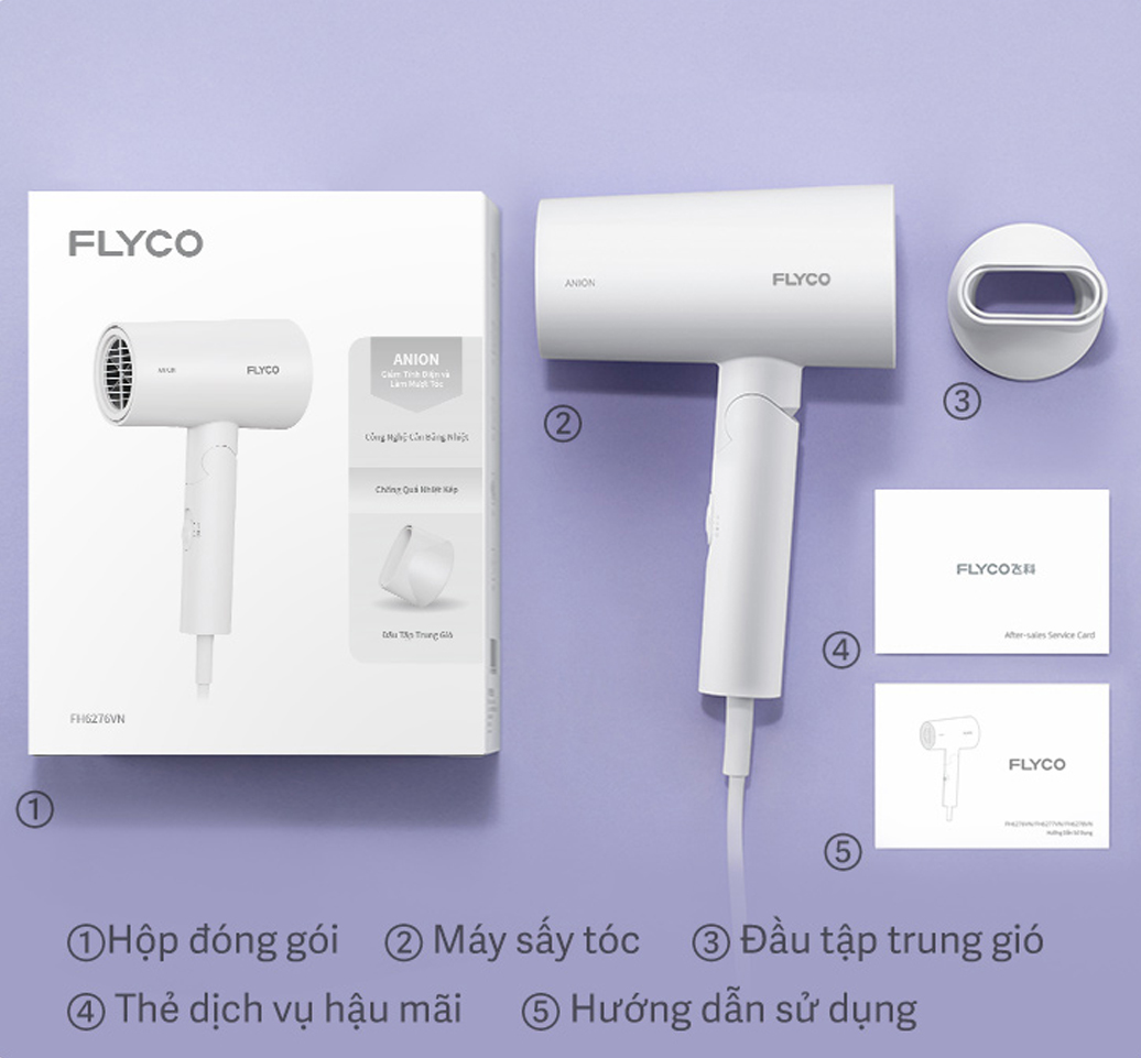 Máy sấy tóc ion âm FLYCO FH6276 (màu trắng) - Chính hãng 12 May say toc ion am FLYCO FH6276 bigmivn 13