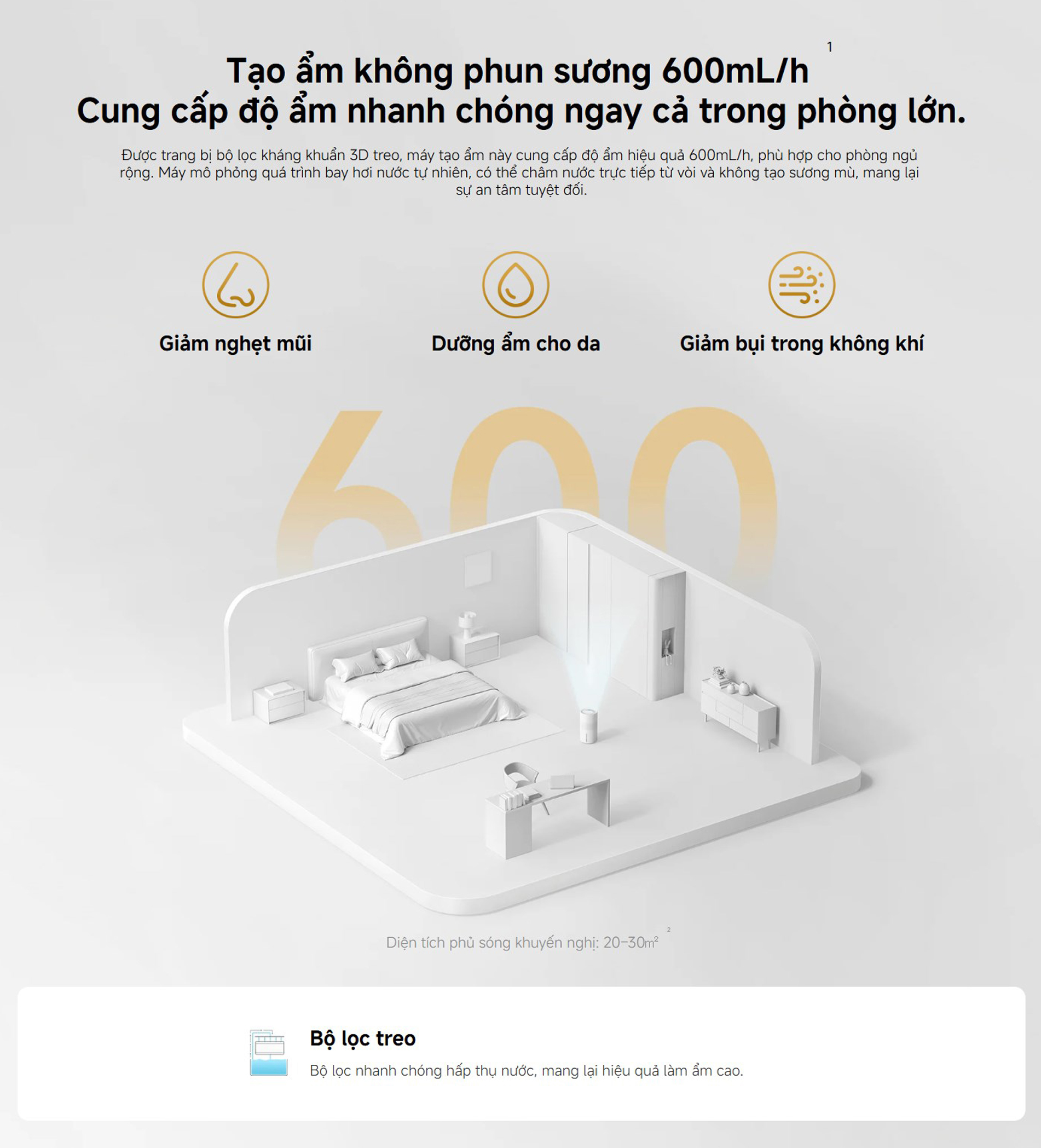 Máy tạo ẩm không sương Xiaomi Mijia Smart Evaporative Humidifier Pro BHR082TEU 600mL/h - Chính hãng 4 May tao am khong suong Xiaomi Mijia Smart Evaporative Humidifier Pro BHR082TEU bigmivn 2