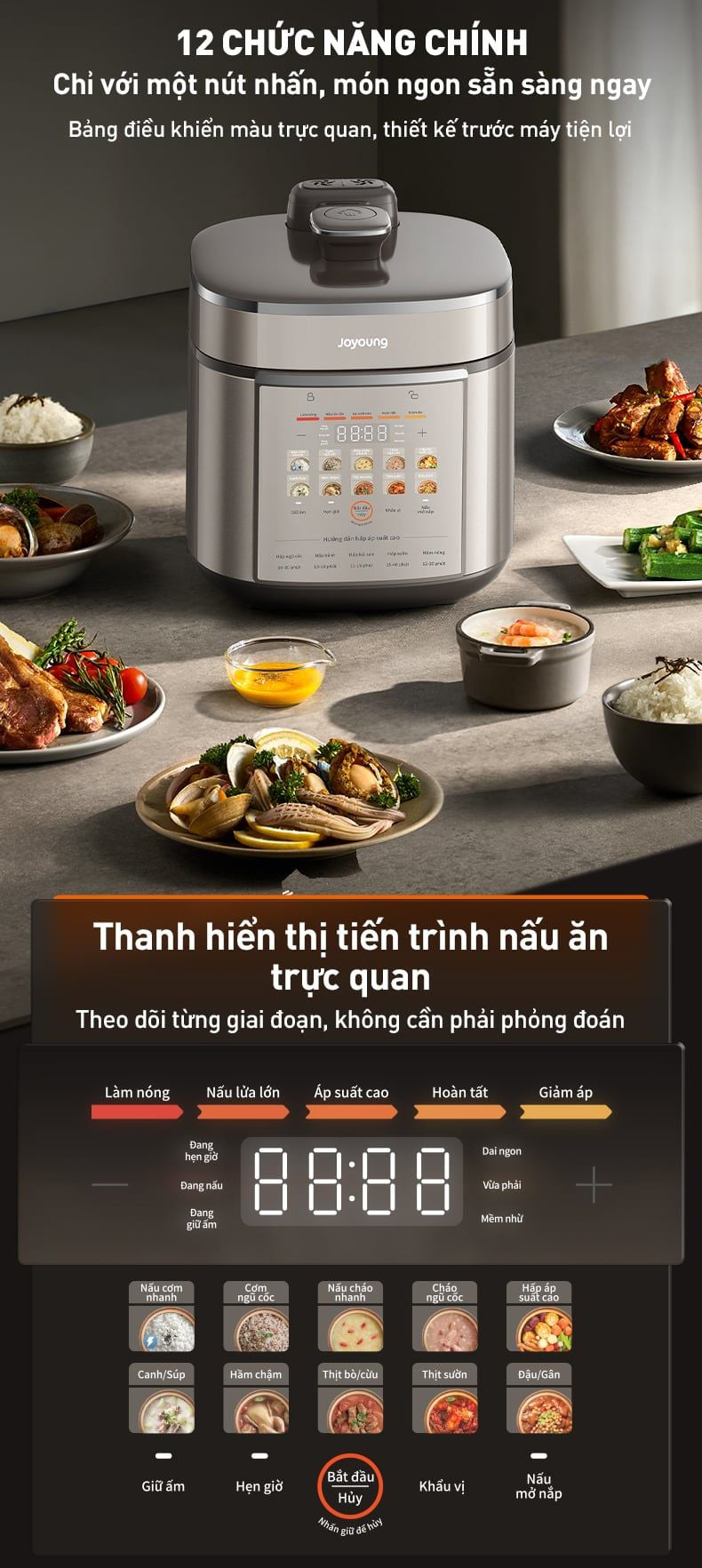 Nồi cơm áp suất điện tử 5L Joyoung JPRC-5150 | Công suất 900W | 2 lòng nồi - Chính hãng 12 Noi com ap suat dien tu 5L Joyoung JPRC 5150 bigmivn 10