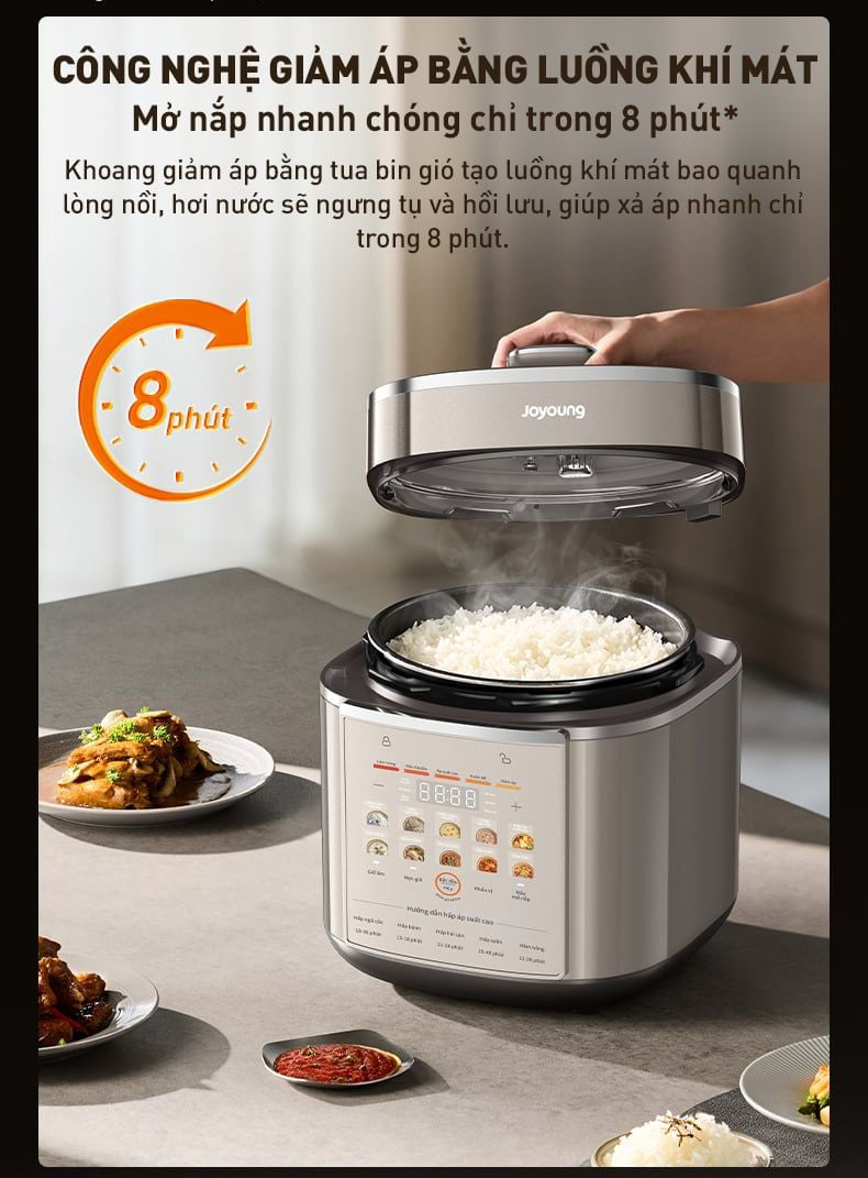 Nồi cơm áp suất điện tử 5L Joyoung JPRC-5150 | Công suất 900W | 2 lòng nồi - Chính hãng 4 Noi com ap suat dien tu 5L Joyoung JPRC 5150 bigmivn 12