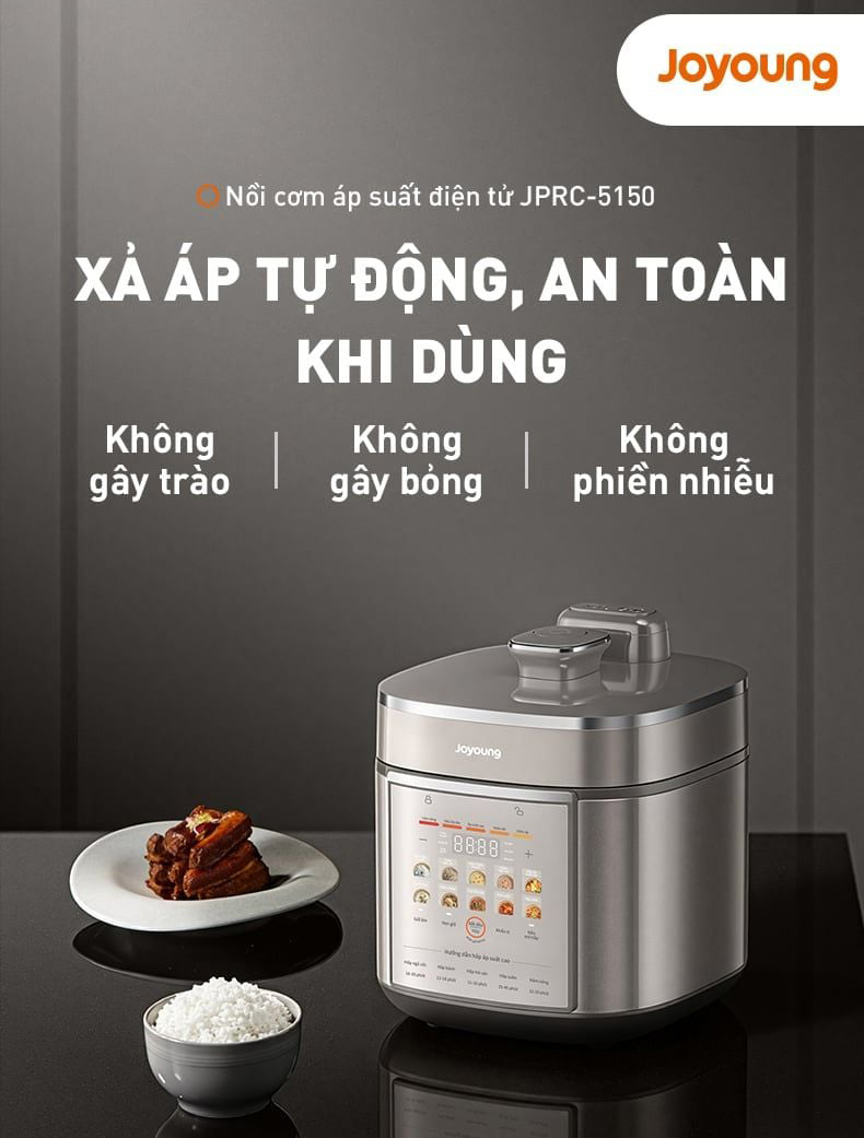 Nồi cơm áp suất điện tử 5L Joyoung JPRC-5150 | Công suất 900W | 2 lòng nồi - Chính hãng 2 Noi com ap suat dien tu 5L Joyoung JPRC 5150 bigmivn