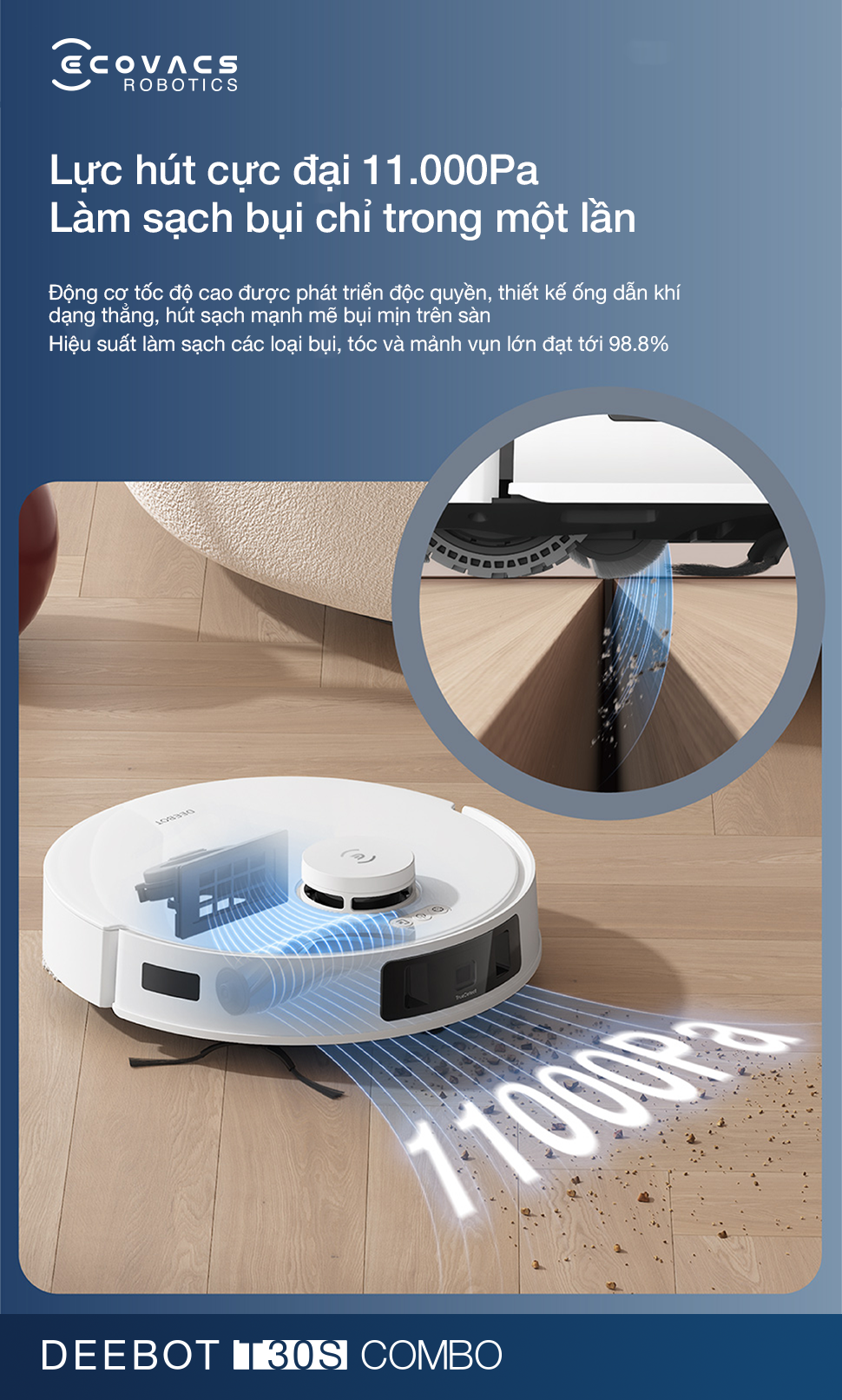 Robot hút bụi lau sàn Ecovacs T30s Combo - Chính Hãng 4 Robot hut bui lau san Ecovacs T30s Combo bigmivn 21