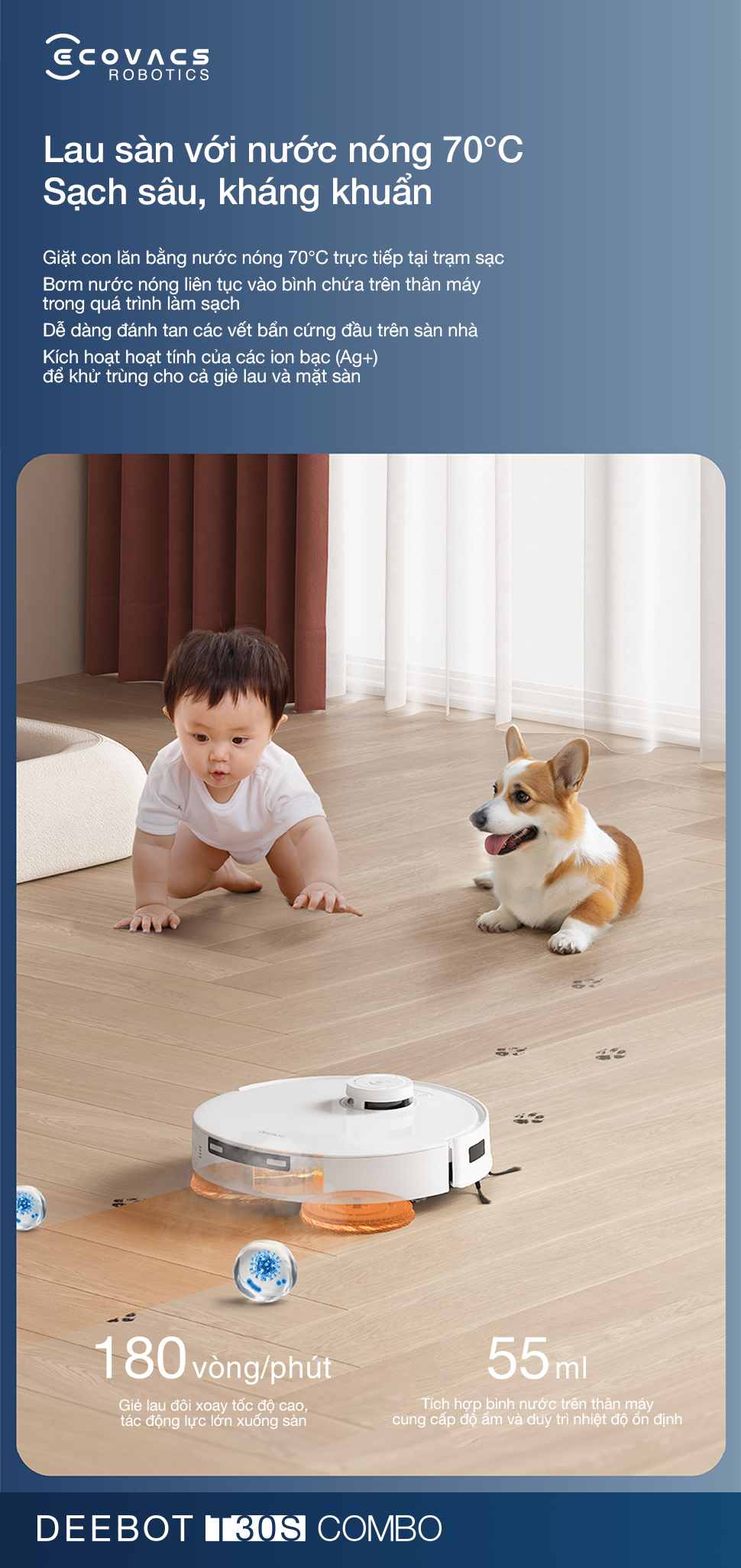 Robot hút bụi lau sàn Ecovacs T30s Combo - Chính Hãng 5 Robot hut bui lau san Ecovacs T30s Combo bigmivn 22