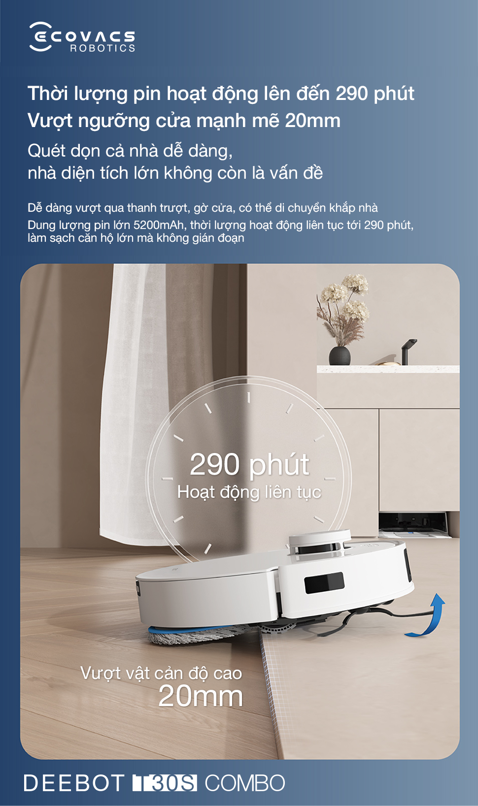 Robot hút bụi lau sàn Ecovacs T30s Combo - Chính Hãng 18 Robot hut bui lau san Ecovacs T30s Combo bigmivn 25