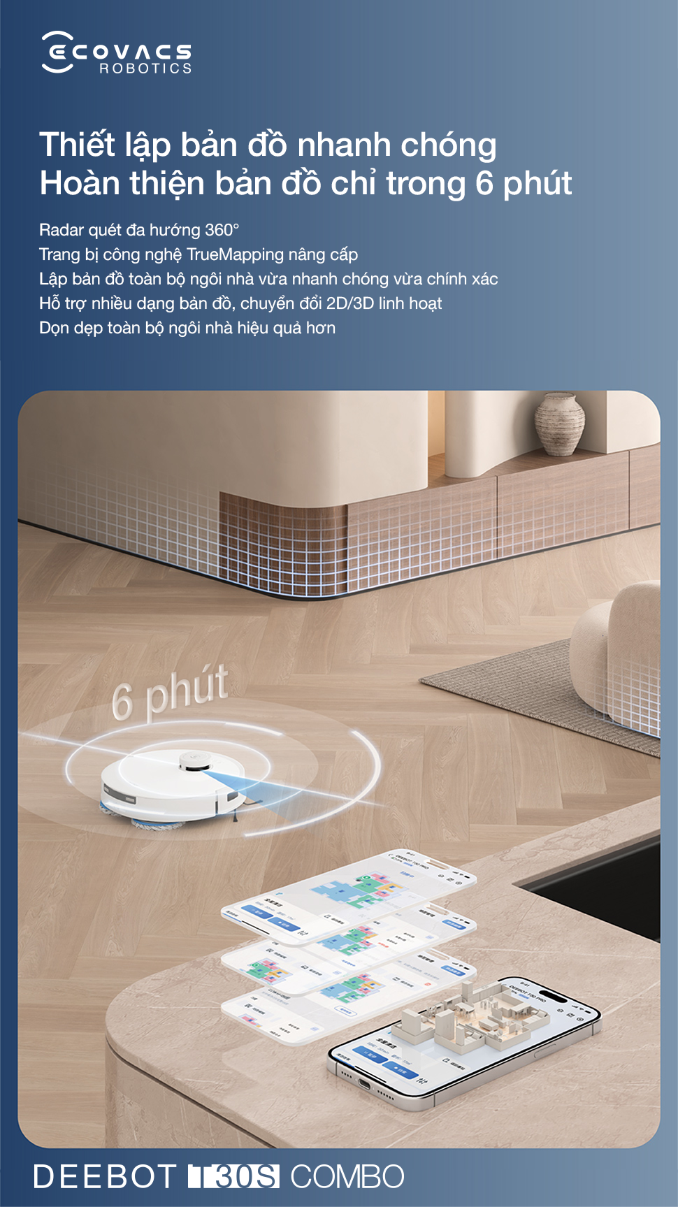 Robot hút bụi lau sàn Ecovacs T30s Combo - Chính Hãng 16 Robot hut bui lau san Ecovacs T30s Combo bigmivn 26