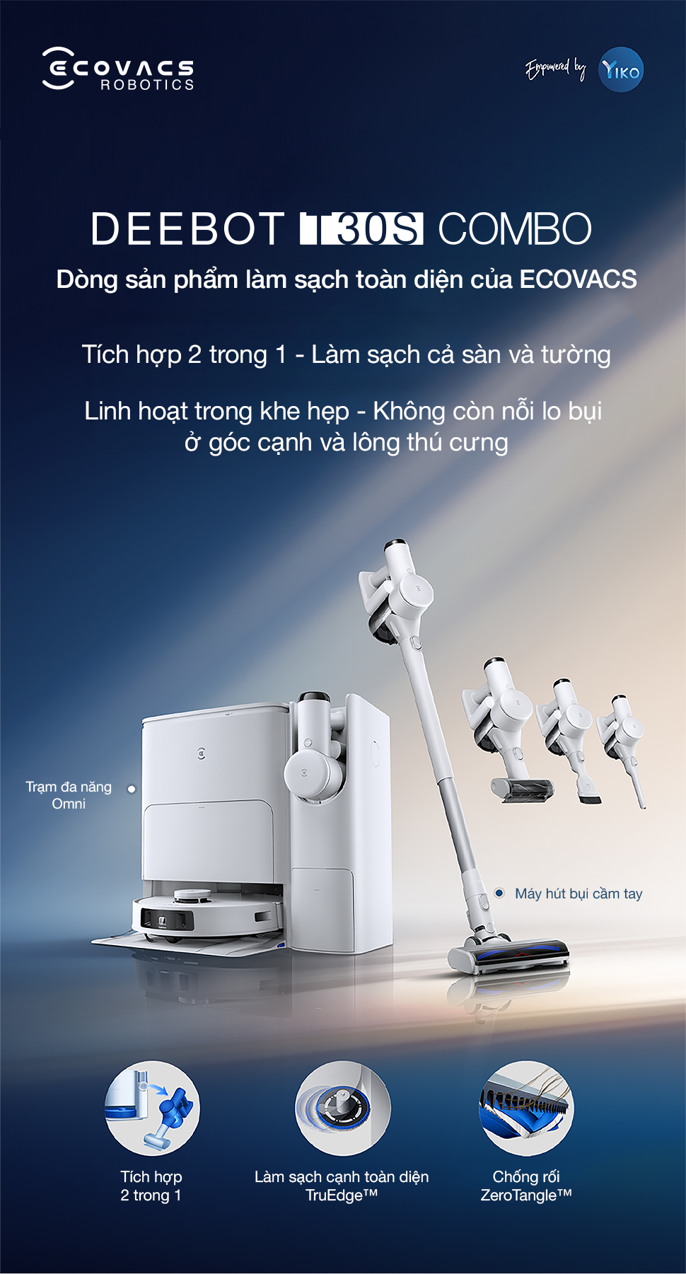Robot hút bụi lau sàn Ecovacs T30s Combo - Chính Hãng 2 Robot hut bui lau san Ecovacs T30s Combo bigmivn