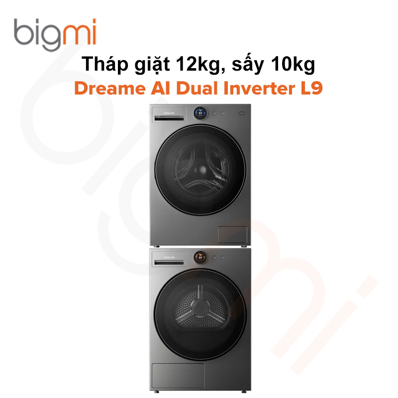 Tháp giặt sấy Dreame AI Dual Inverter L9 giặt 12kg, sấy 10kg
