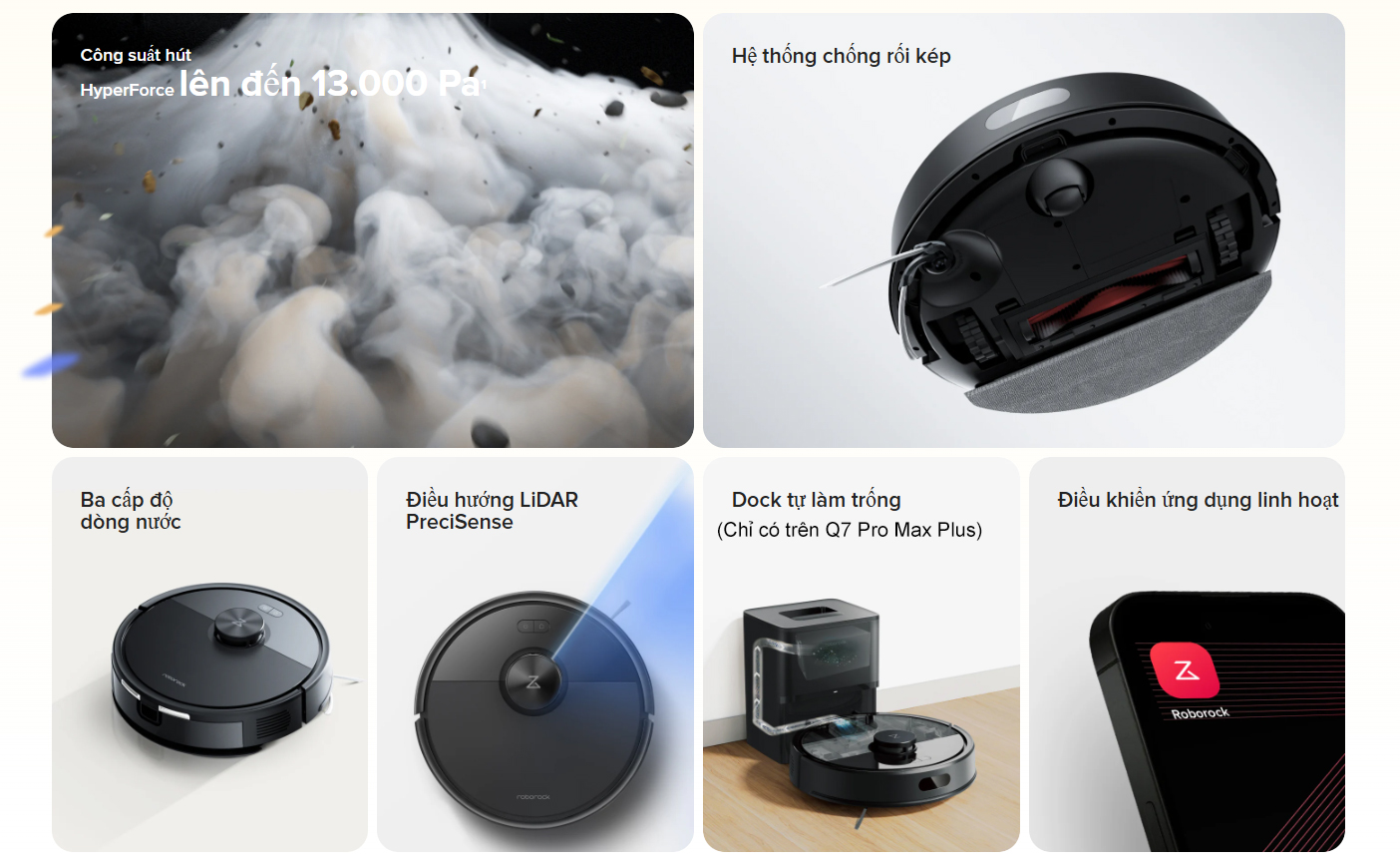 Robot hút bụi lau nhà Roborock Q7 Pro Max - Chính hãng 4 Tinh nang Robot hut bui lau nha Roborock Q7 Pro