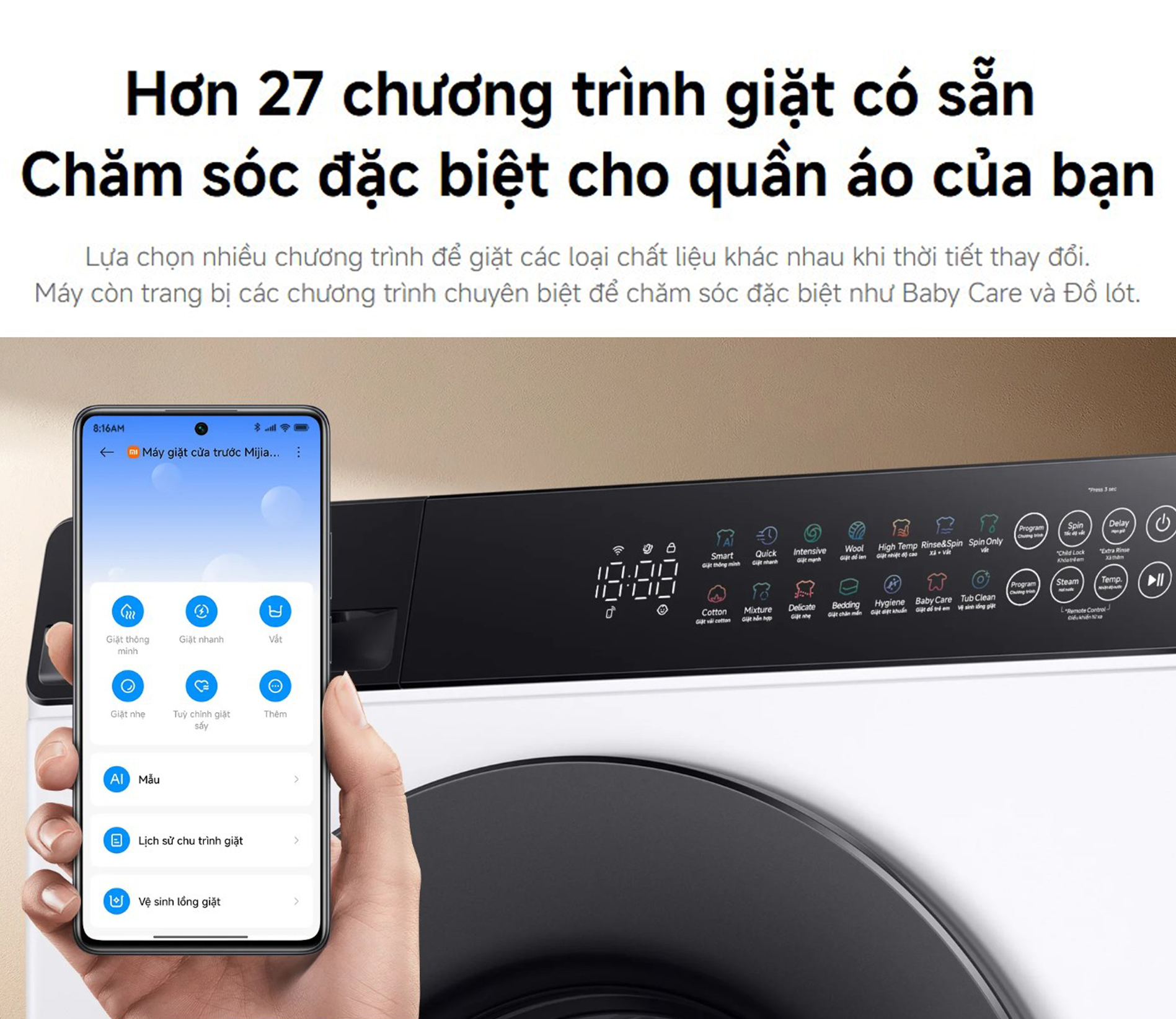 May giat cua truoc Xiaomi Mijia 9kg Front Load Washer MJA08VN bigmivn 6