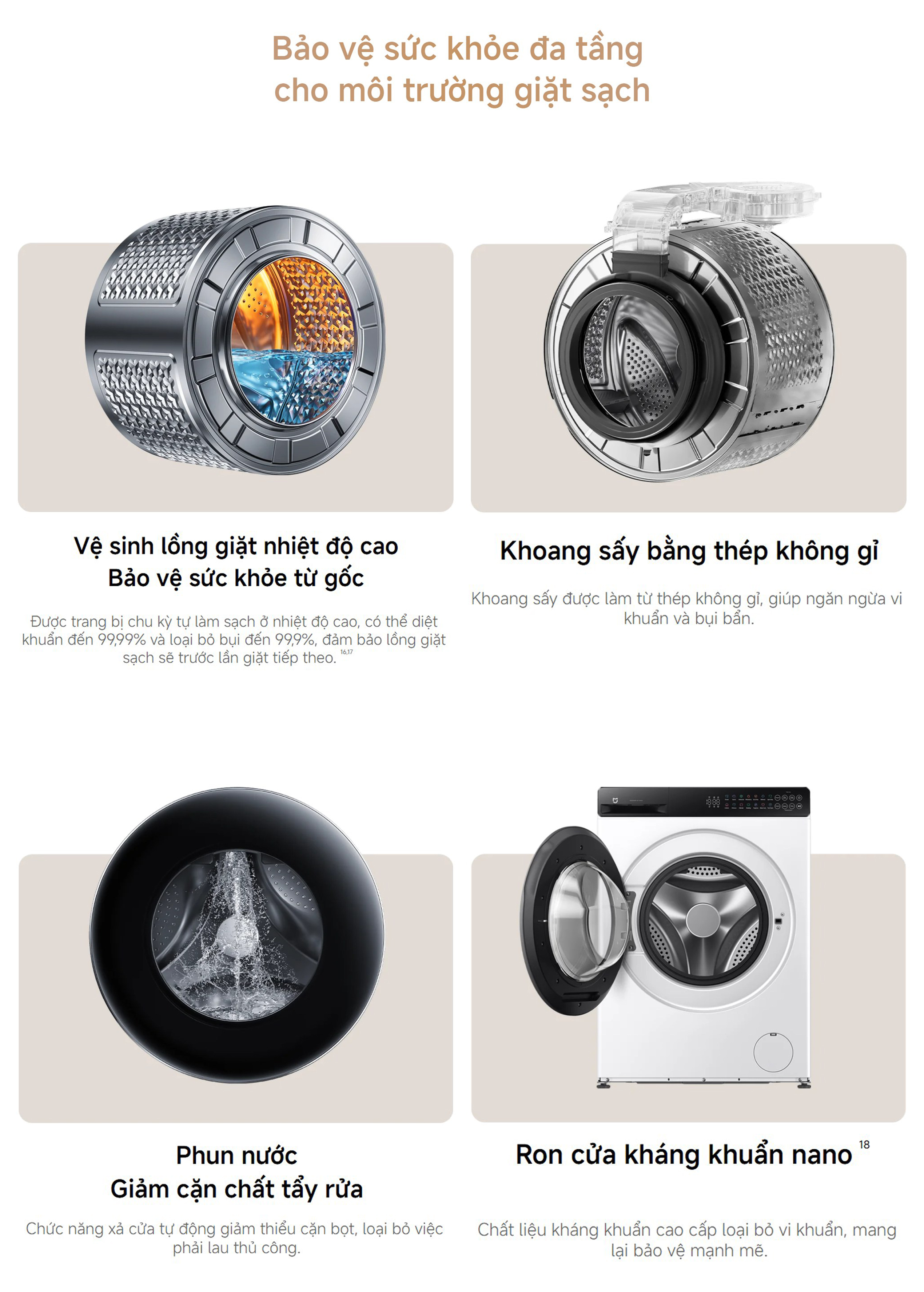 Máy giặt sấy cửa trước Xiaomi Mijia 9kg Front Load Washer Dryer WD090MJA08VN - Bản Quốc Tế 20 May giat say cua truoc Xiaomi Mijia 9kg Front Load Washer Dryer bigmivn 18