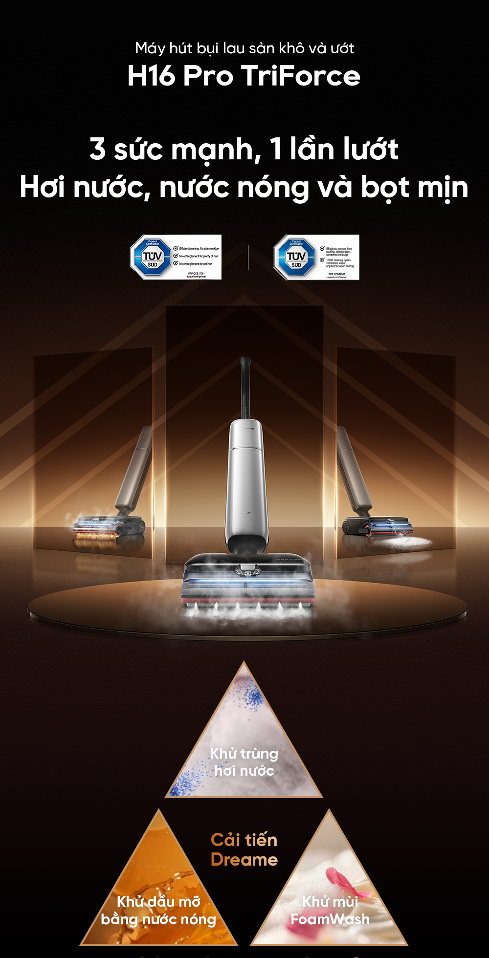 May hut bui lau nha Dreame H16 Pro TriForce bigmivn