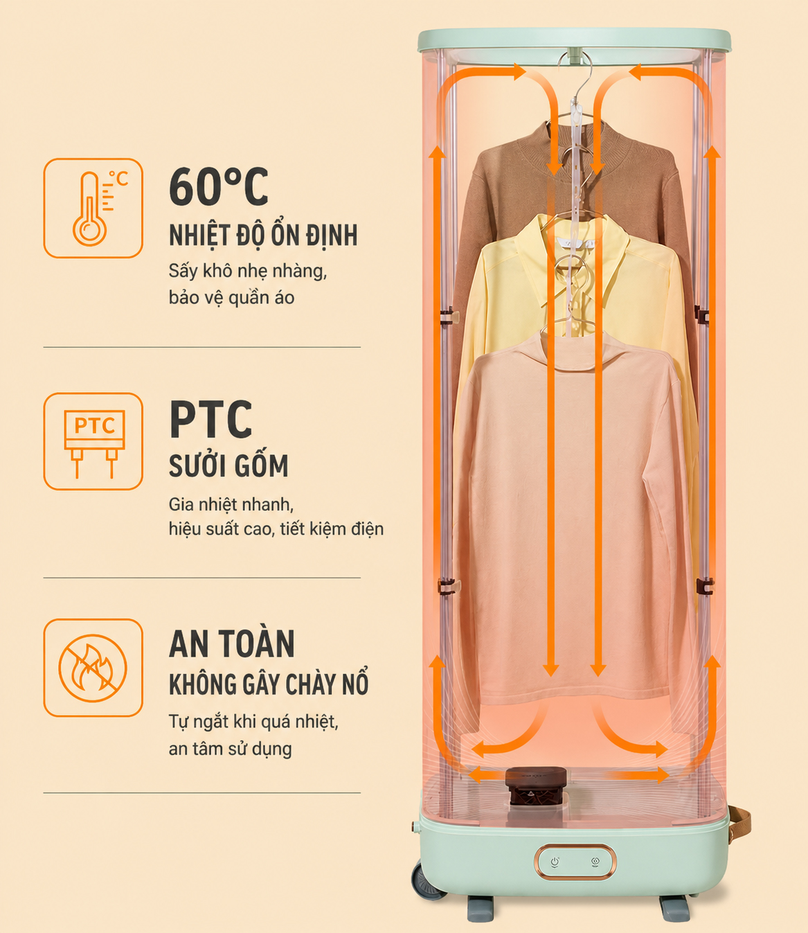Máy sấy quần áo gấp gọn Donlim DL-1216 - Chính hãng 9 May say quan ao gap gon Donlim DL 1216 bigmivn 7