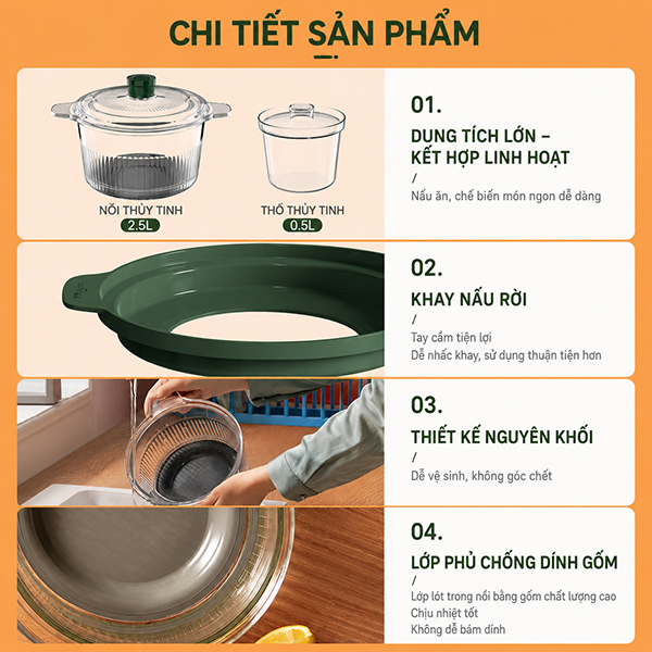 Nồi hầm điện Donlim DL-9002 dung tích 1.5L - Chính hãng 12 Noi ham dien Donlim DL 9002 dung tich 1.5L bigmivn 12