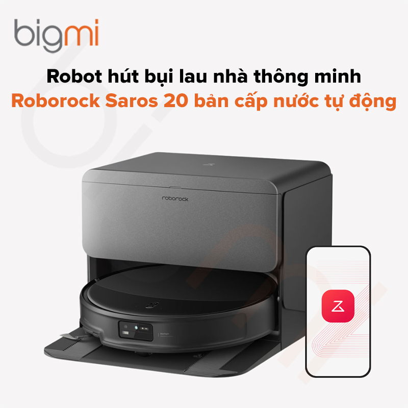 Robot hút bụi lau nhà Roborock Saros 20 bản cấp nước tự động – Chính hãng Quốc Tế