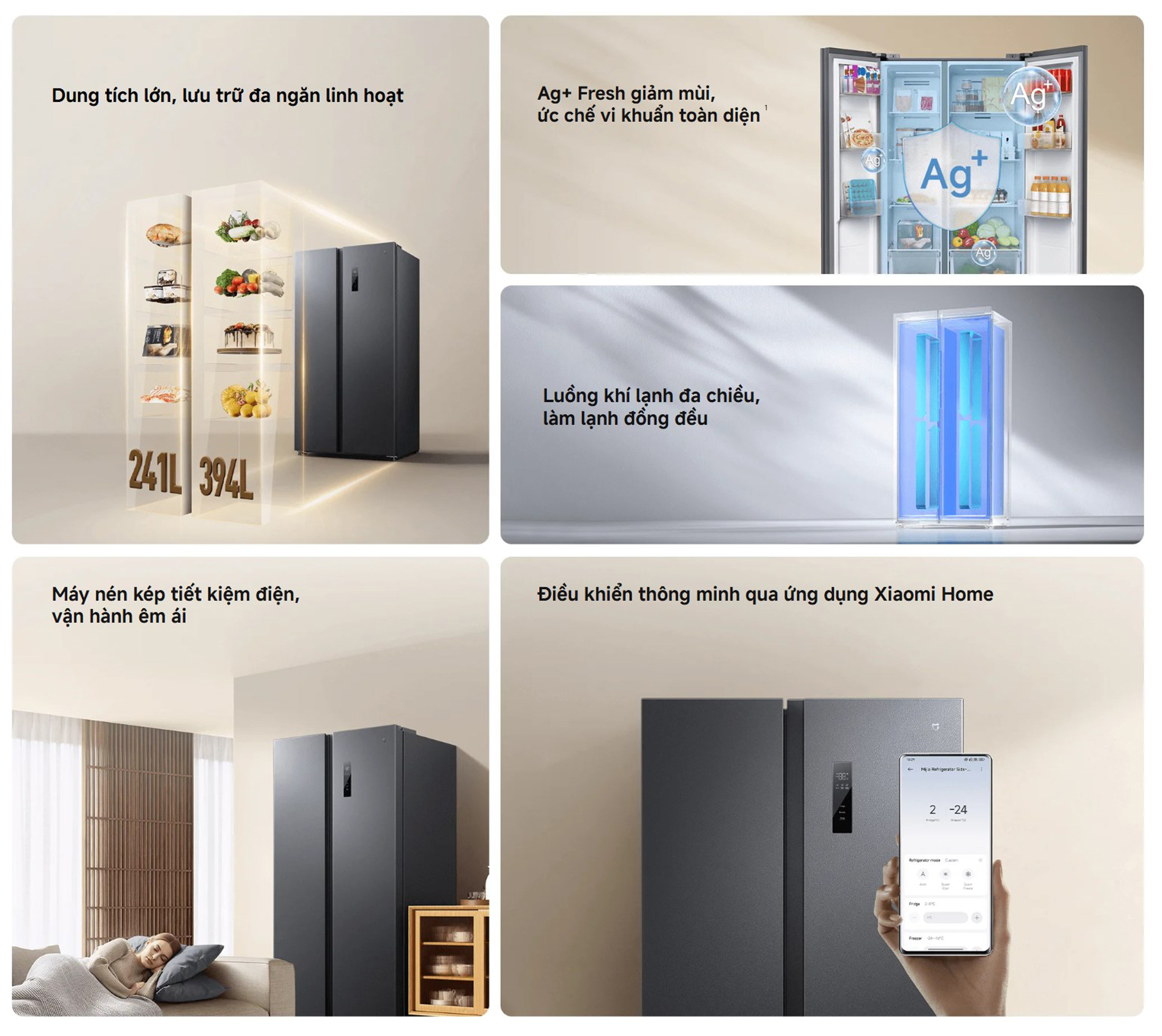 Tủ Lạnh Xiaomi Mijia Refrigerator Side-by-Side 635L - Bản quốc tế kết nối app, khử khuẩn thông minh 3 Tu Lanh Xiaomi Mijia Refrigerator Side by Side 635L bigmivn 1