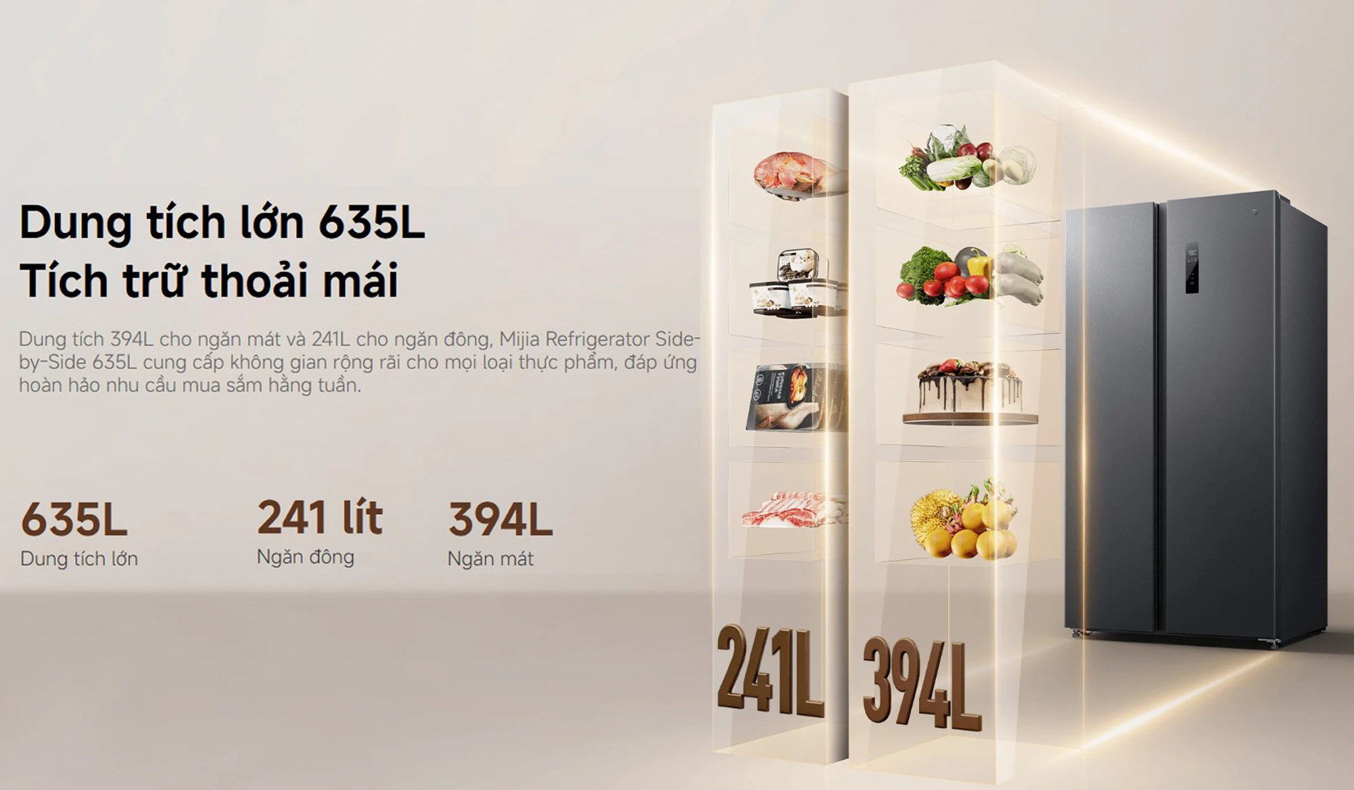 Tủ Lạnh Xiaomi Mijia Refrigerator Side-by-Side 635L - Bản quốc tế kết nối app, khử khuẩn thông minh 4 Tu Lanh Xiaomi Mijia Refrigerator Side by Side 635L bigmivn 2