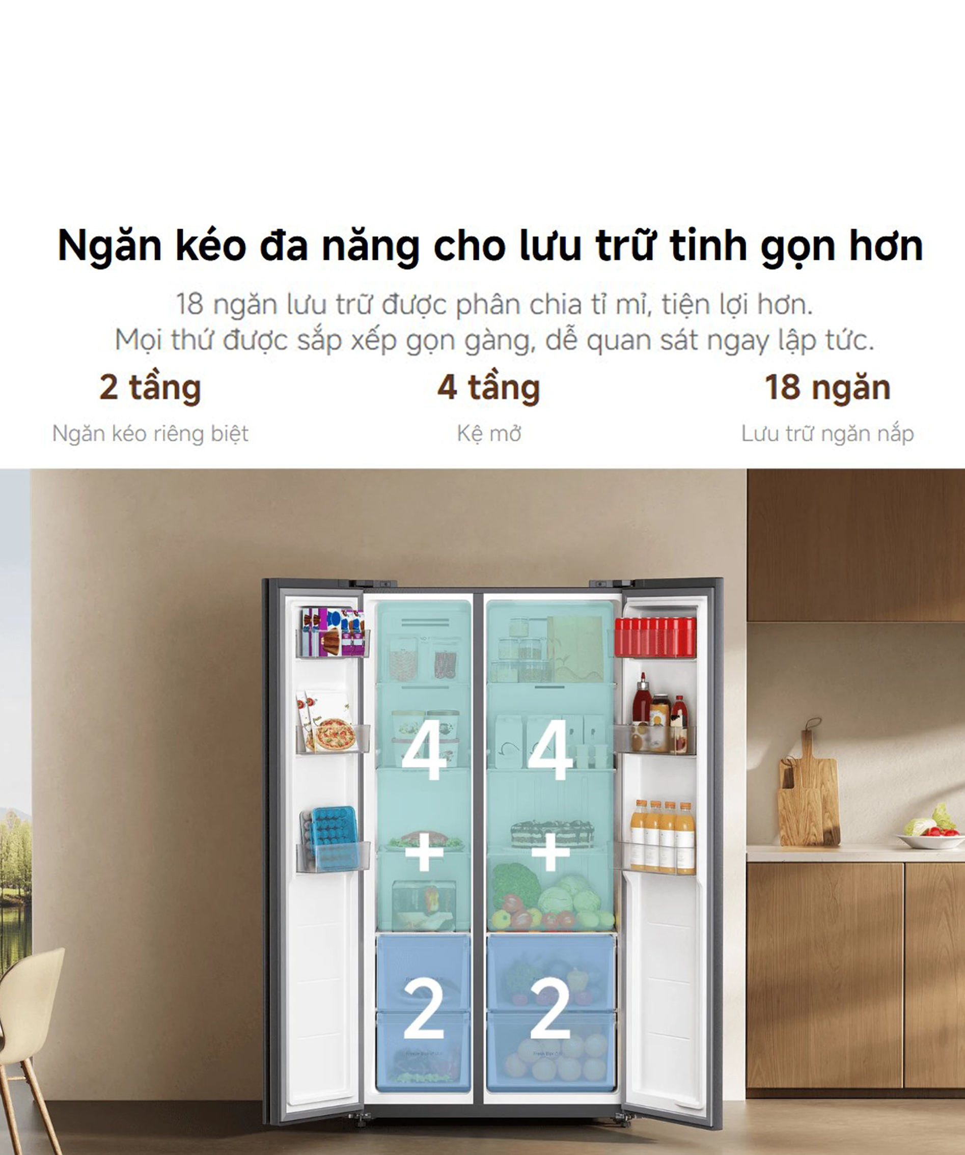 Tủ Lạnh Xiaomi Mijia Refrigerator Side-by-Side 635L - Bản quốc tế kết nối app, khử khuẩn thông minh 5 Tu Lanh Xiaomi Mijia Refrigerator Side by Side 635L bigmivn 3