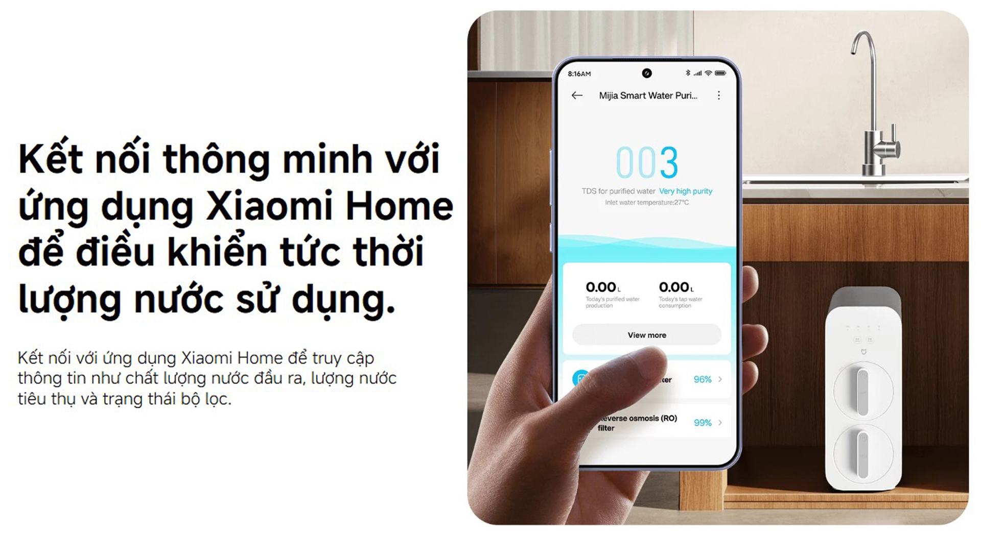Máy lọc nước RO Xiaomi Mijia N800G Smart Water Purifier MR872-3 - Chính hãng 8 May loc nuoc RO Xiaomi Mijia N800G Smart Water Purifier bigmivn 6