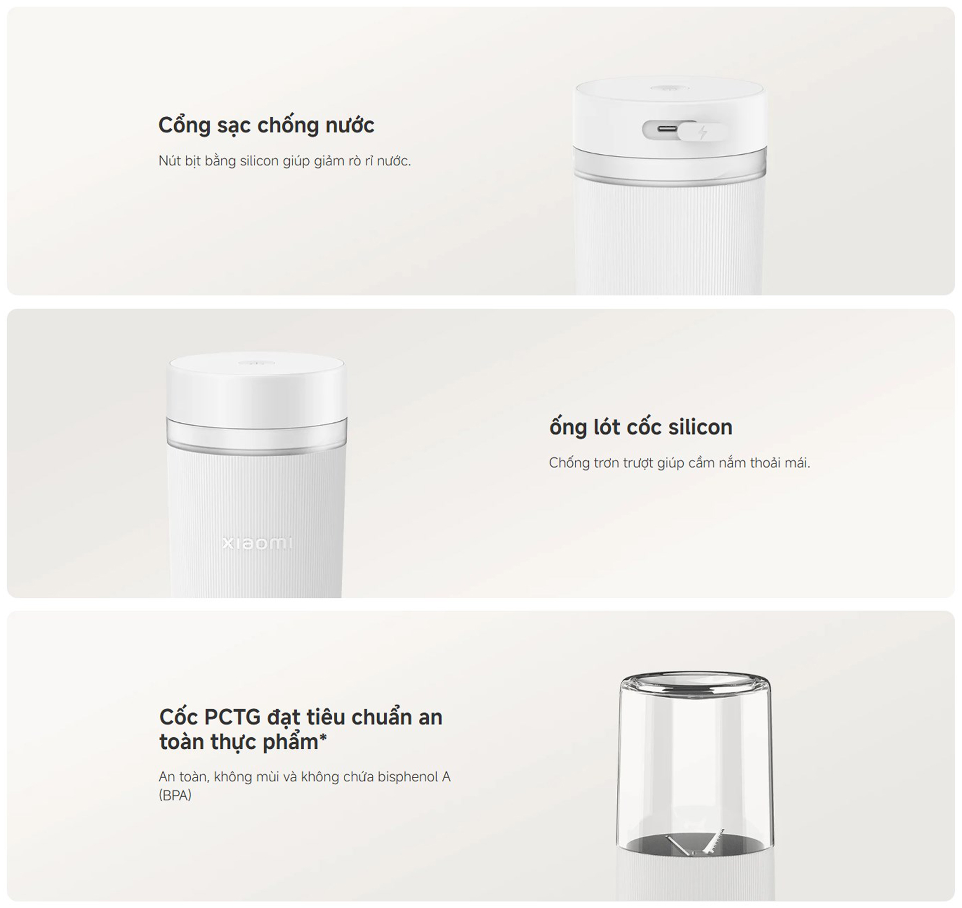 Máy xay sinh tố cầm tay Xiaomi Portable Blender 300ml XMZZB01PL - Chính hãng 14 May xay sinh to cam tay Xiaomi Portable Blender 300ml XMZZB01PL bigmivn 12
