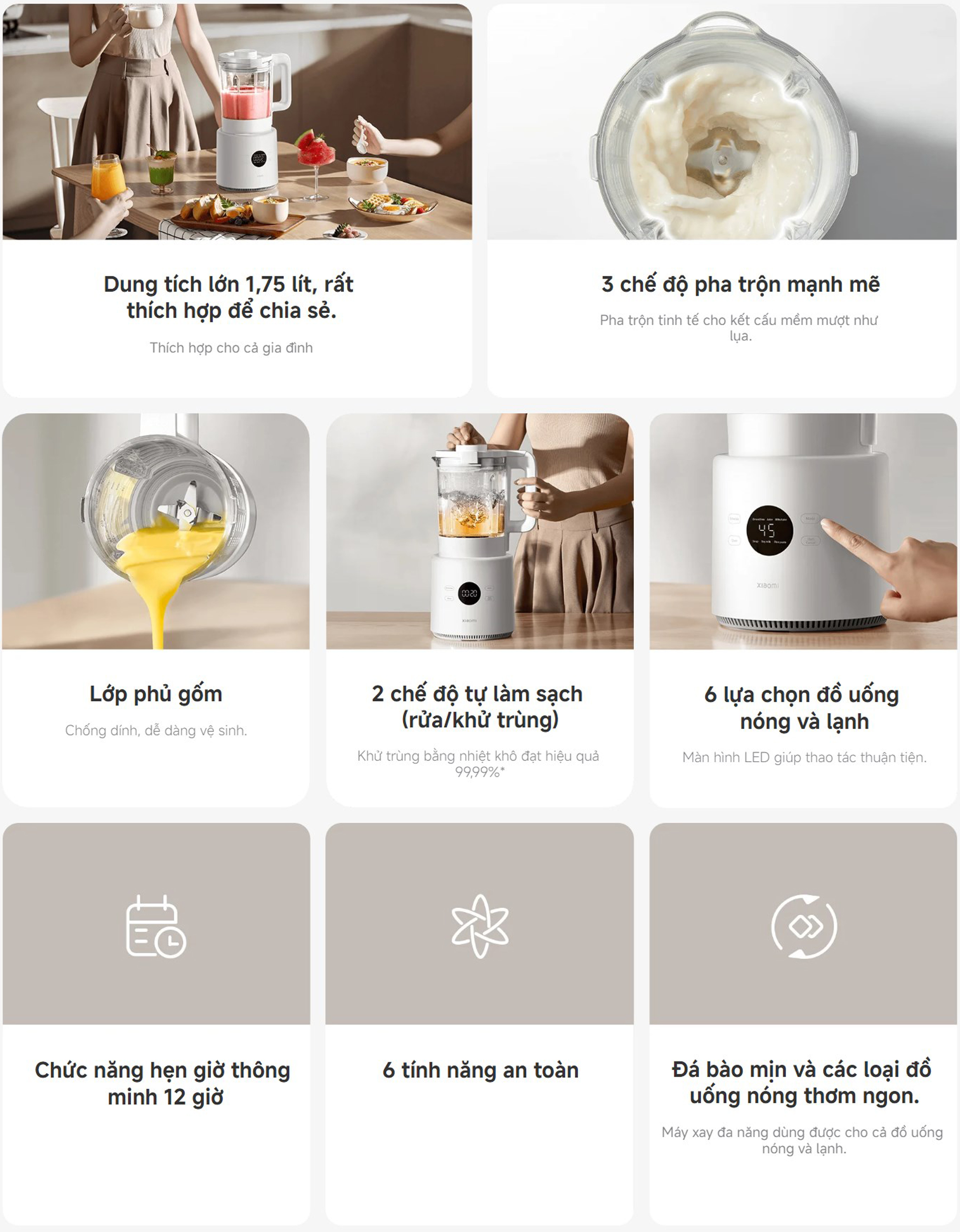 Máy xay sinh tố làm sữa hạt Xiaomi Blender Pro dung tích 1.75L/1.4L - Chính hãng 3 May xay sinh to lam sua hat Xiaomi Blender Pro dung tich 1.75L 1.4L bigmivn 1