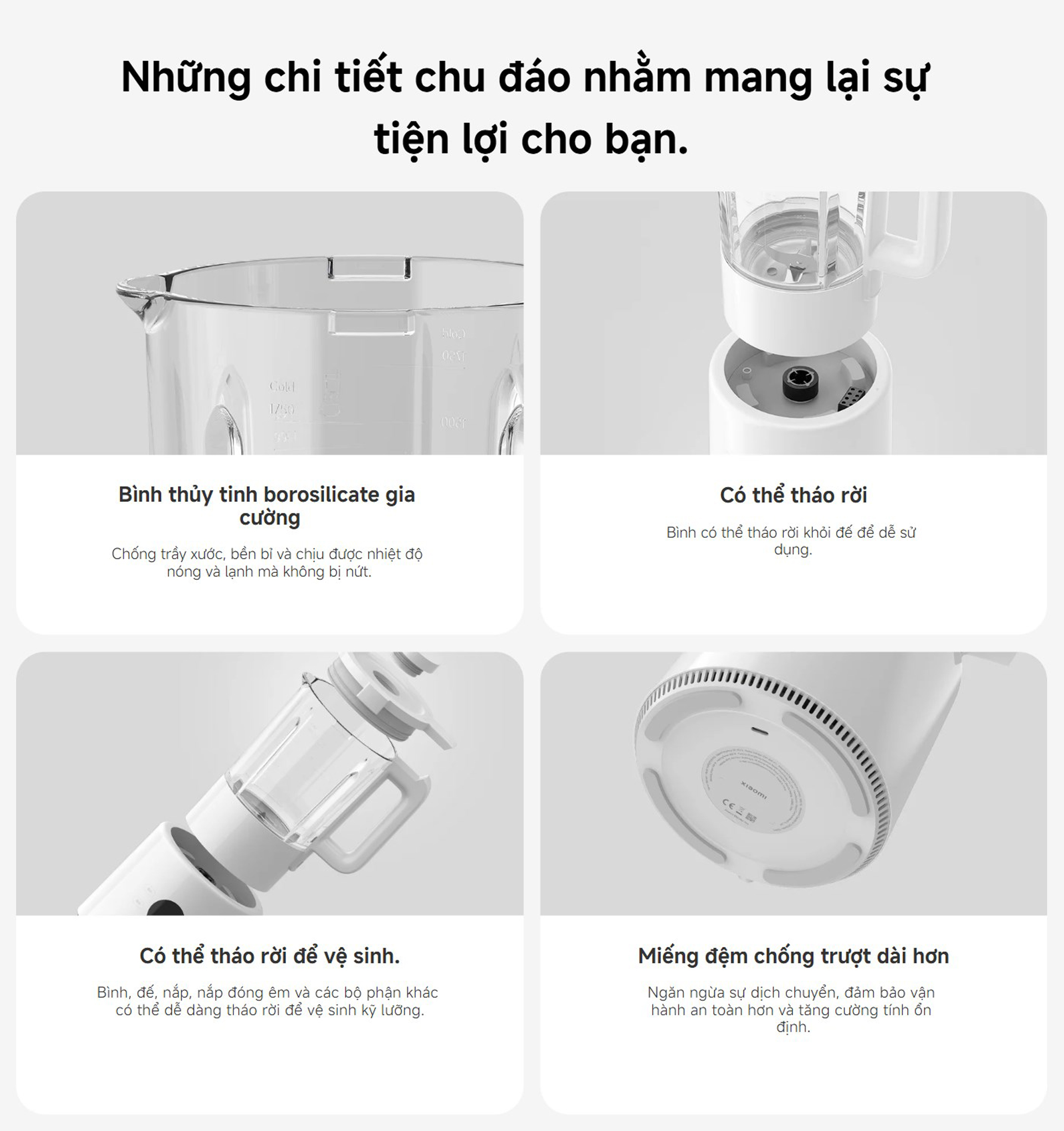 Máy xay sinh tố làm sữa hạt Xiaomi Blender Pro dung tích 1.75L/1.4L - Chính hãng 12 May xay sinh to lam sua hat Xiaomi Blender Pro dung tich 1.75L 1.4L bigmivn 10