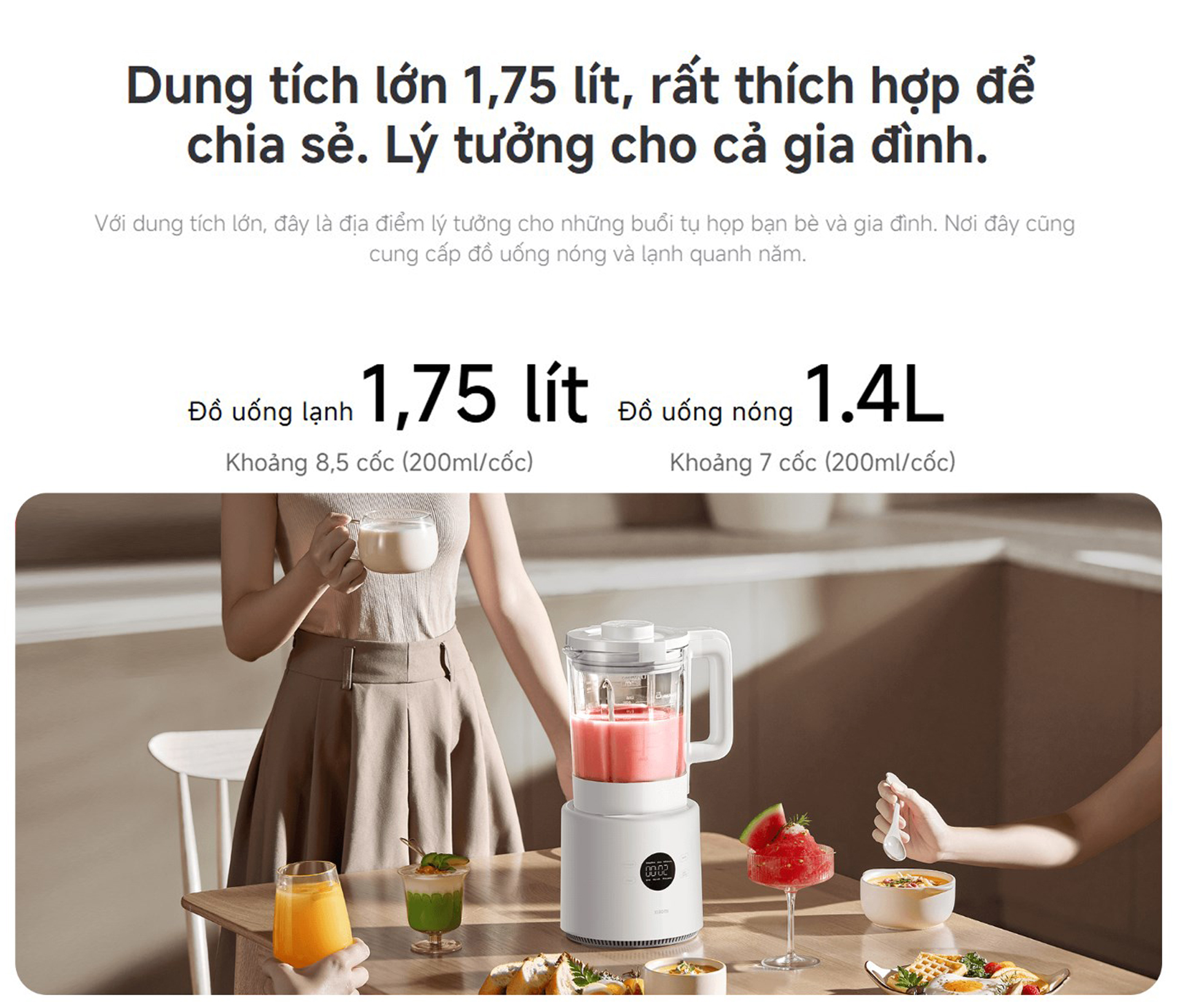 Máy xay sinh tố làm sữa hạt Xiaomi Blender Pro dung tích 1.75L/1.4L - Chính hãng 4 May xay sinh to lam sua hat Xiaomi Blender Pro dung tich 1.75L 1.4L bigmivn 2