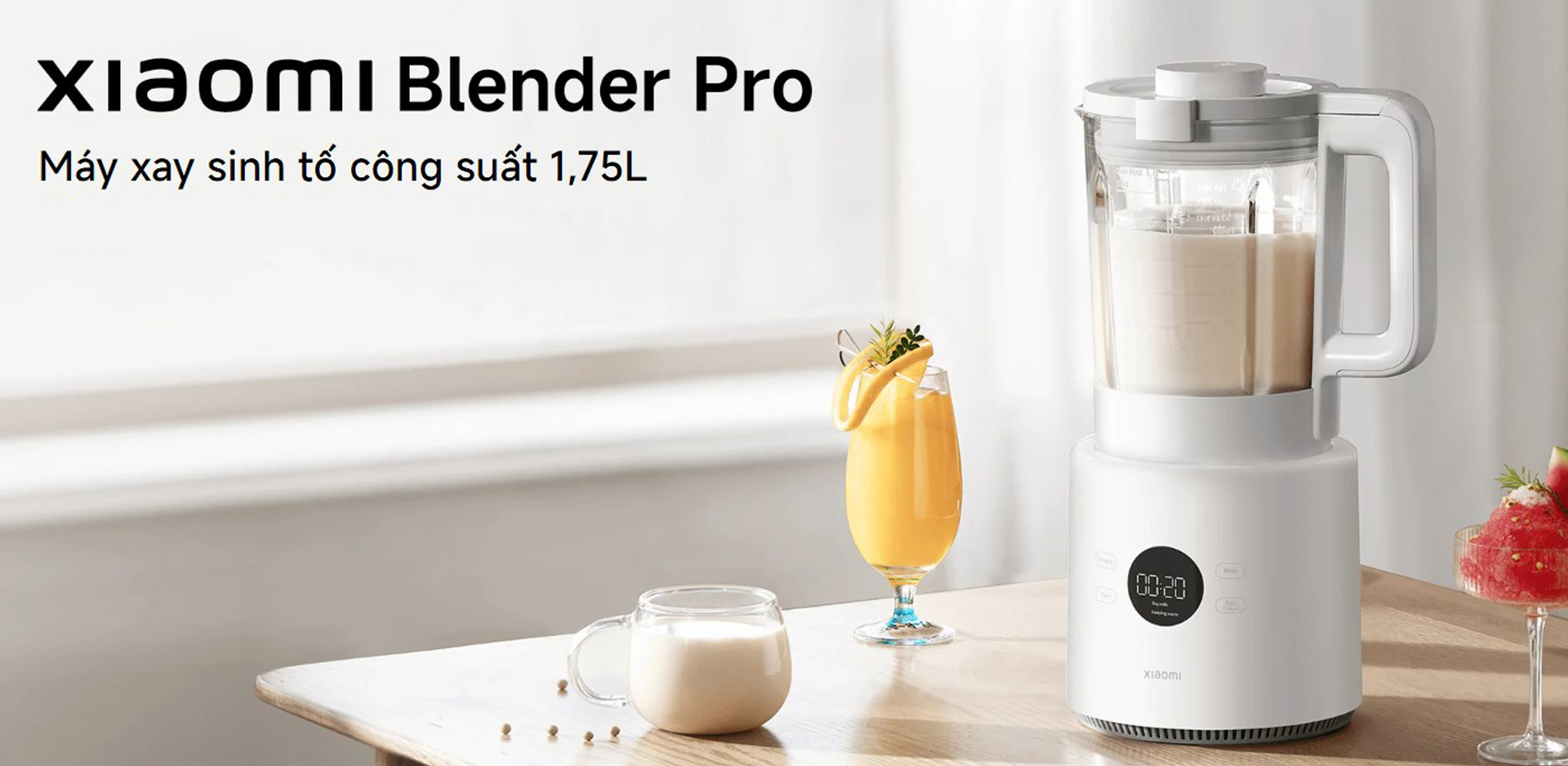 Máy xay sinh tố làm sữa hạt Xiaomi Blender Pro dung tích 1.75L/1.4L - Chính hãng 2 May xay sinh to lam sua hat Xiaomi Blender Pro dung tich 1.75L 1.4L bigmivn