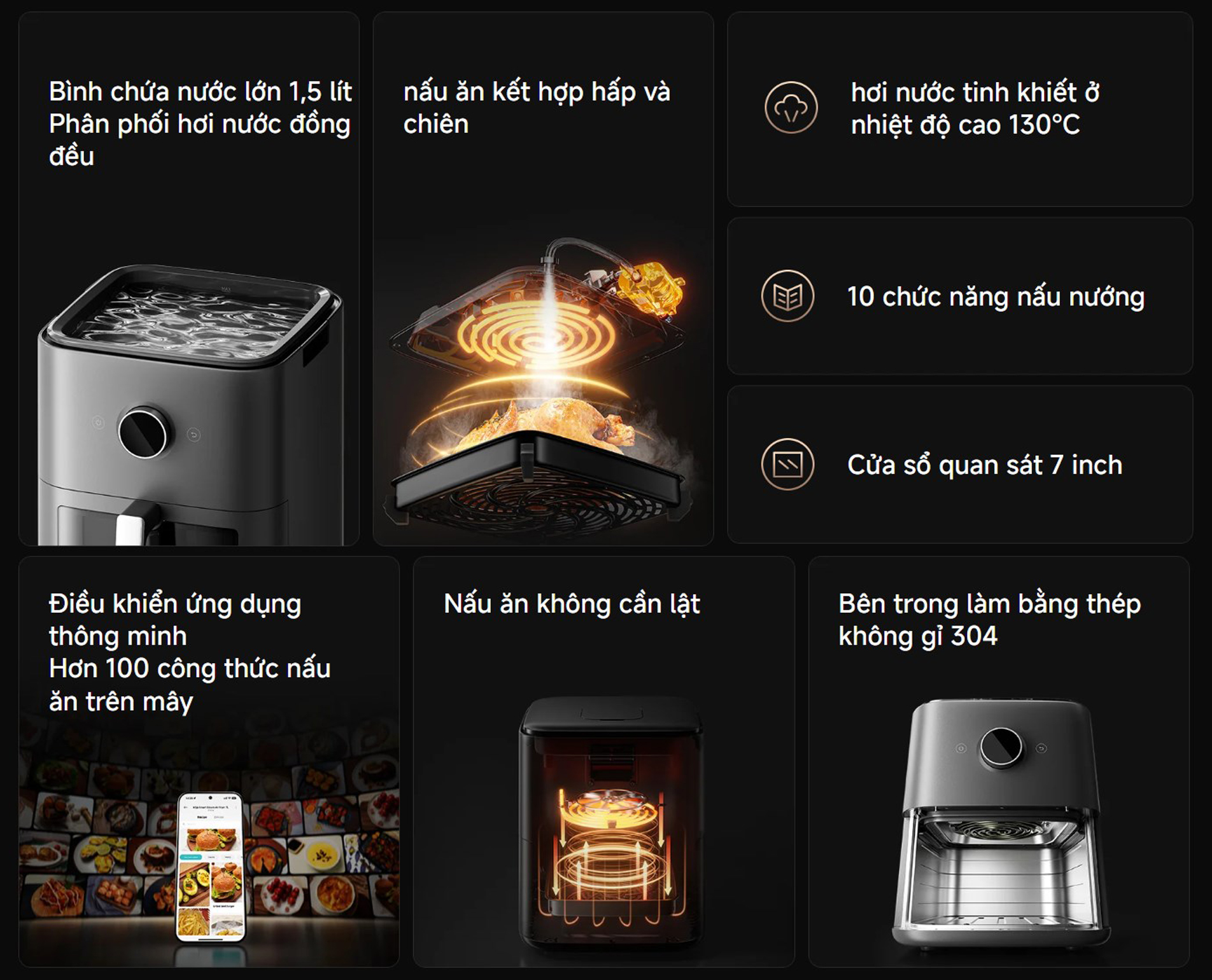 Nồi chiên không dầu Xiaomi Mijia Smart Steam Air Fryer 7L - Chính hãng 5 Noi chien khong dau Xiaomi Mijia Smart Steam Air Fryer 7L bigmivn 1