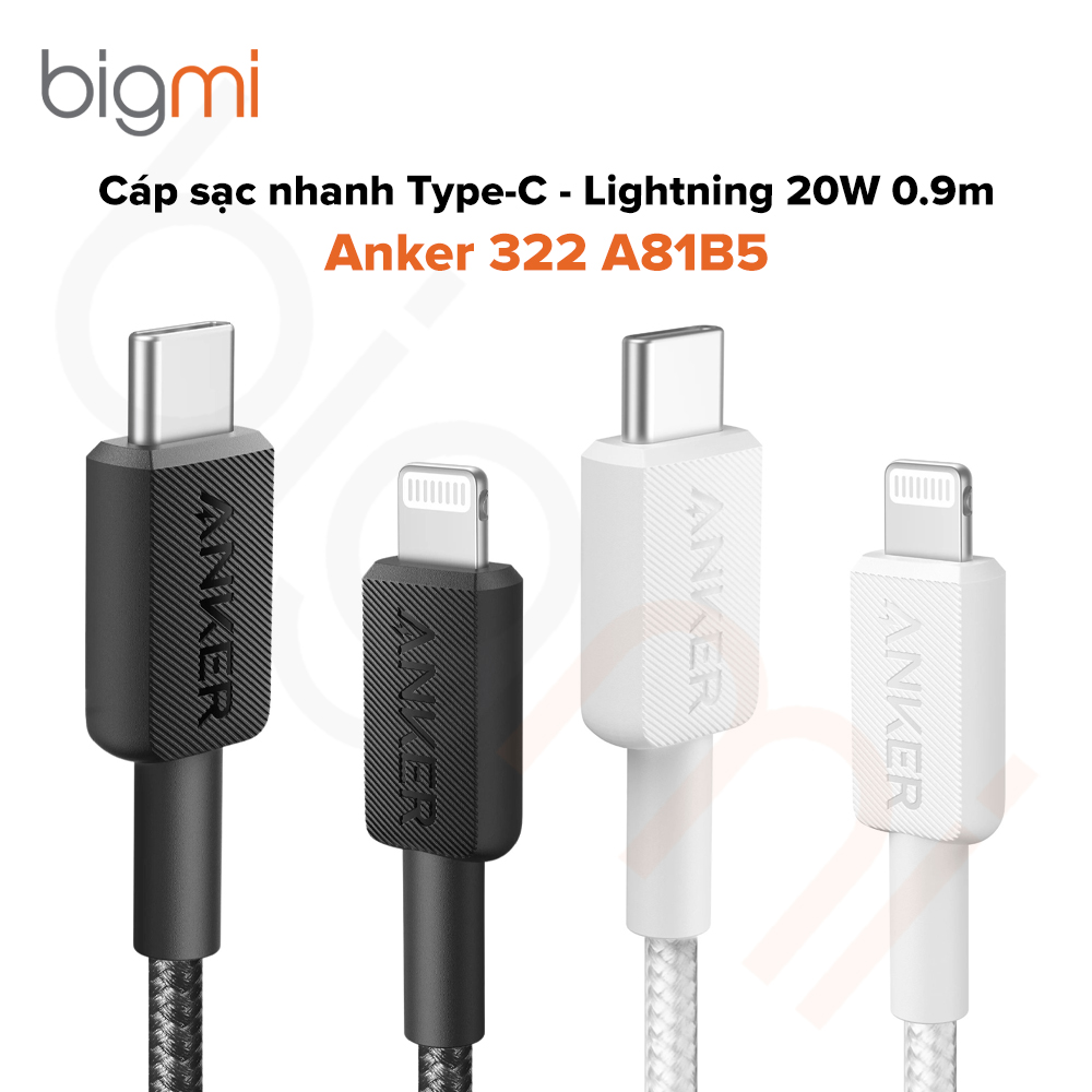 Cáp Type C - Lightning MFI 0.9m 20W Anker 322 A81B5