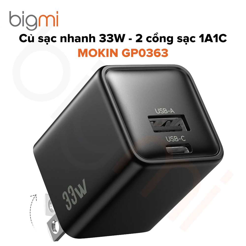 Củ sạc nhanh MOKIN GP0363 33W 2 cổng sạc 1A1C