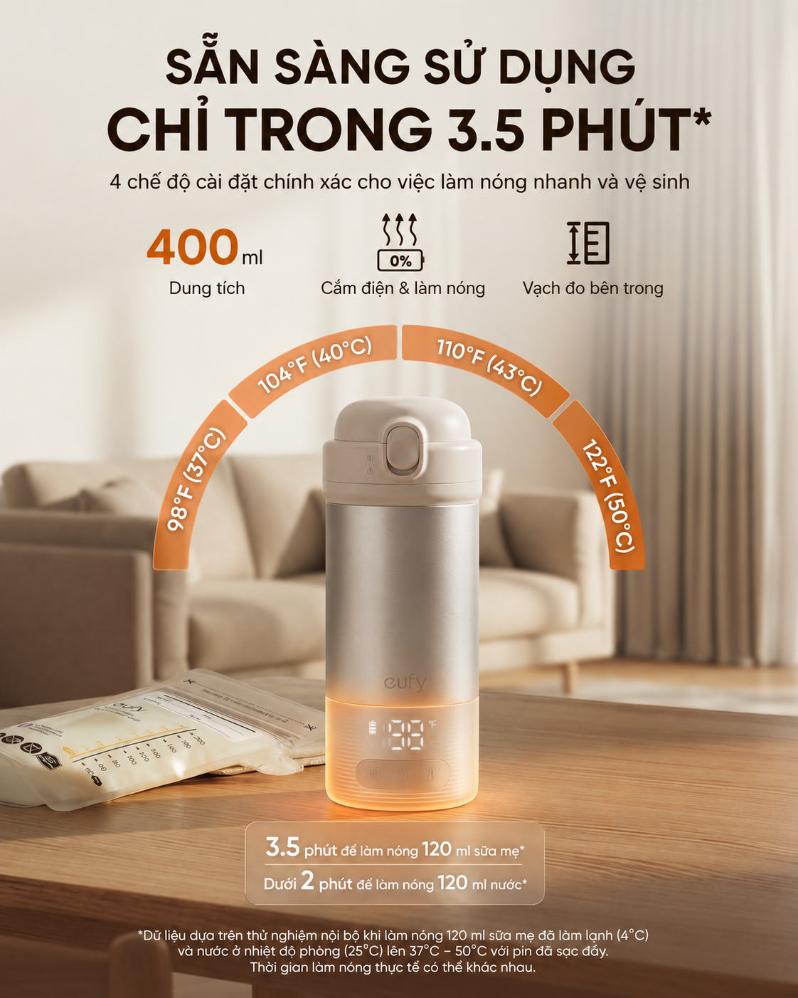 Máy hâm sữa di động ANKER Eufy E10 (Eufy Portable Milk Warmer E10) - Chính hãng 3 May ham sua di dong Eufy E10 Eufy Portable Milk Warmer E10 bigmivn