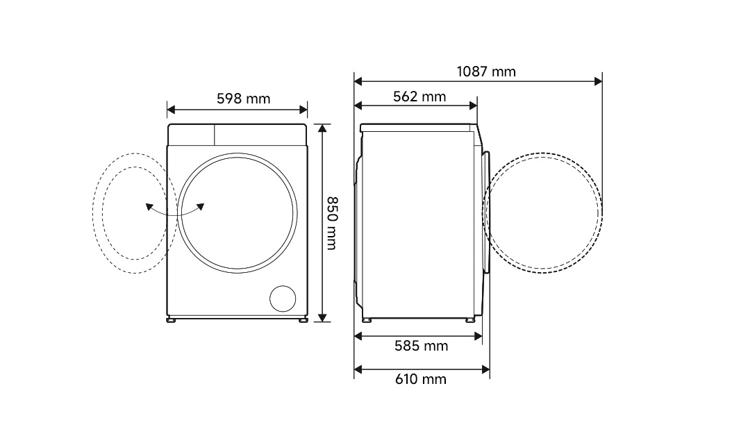 Máy giặt sấy cửa trước Xiaomi Mijia Pro 12.5kg, sấy 8kg 2026 WD125MJA12VN - Bản quốc tế 23 kich thuoc may giat say cua truoc Xiaomi Mijia Front Load Washer Dryer Pro 12.5kg