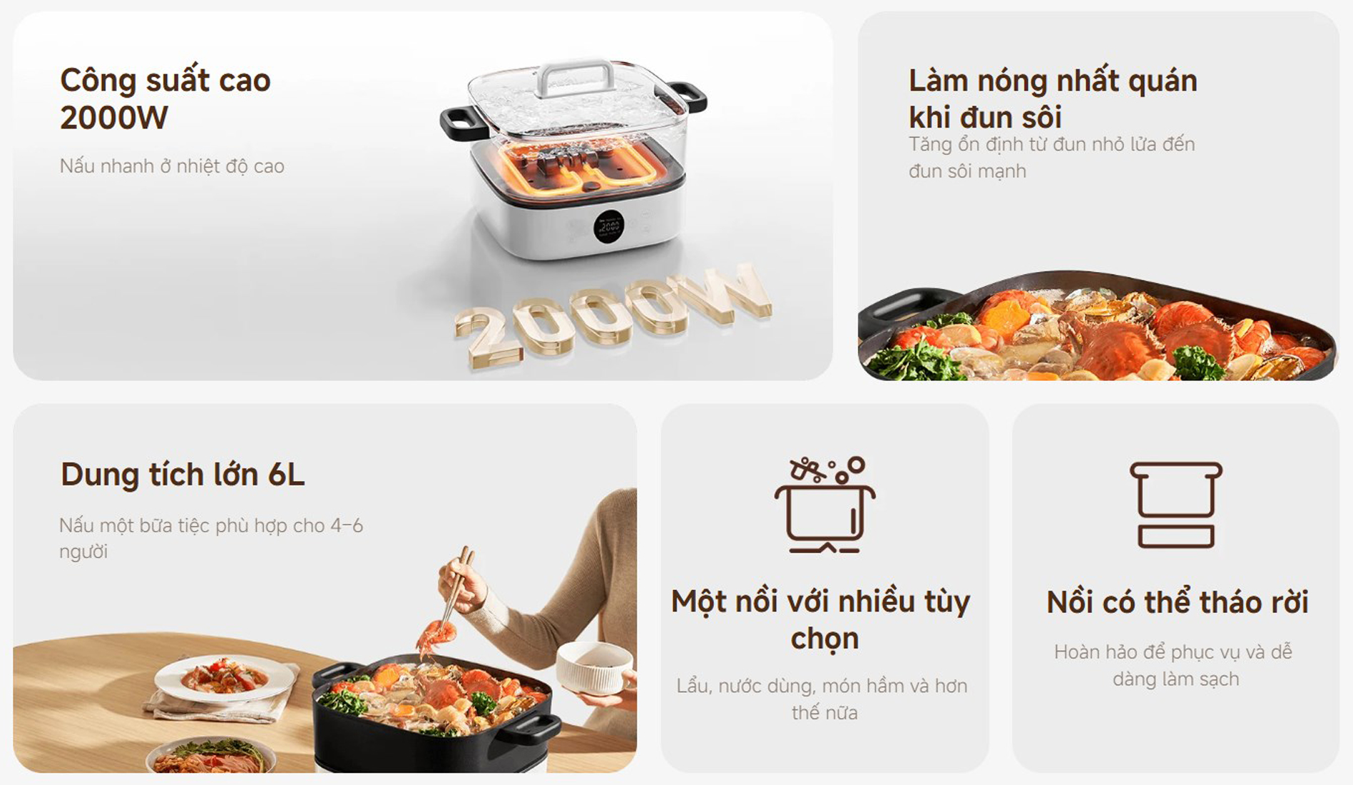 Noi lau dien da nang 6L Xiaomi Multifunctional Hot Pot Cooker MEH01 bigmivn 1