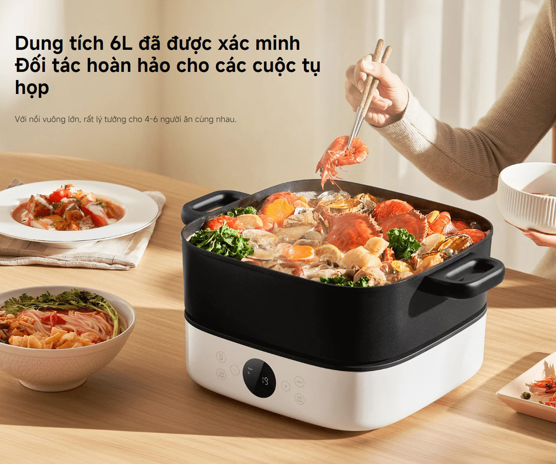 Noi lau dien da nang 6L Xiaomi Multifunctional Hot Pot Cooker MEH01 bigmivn 5