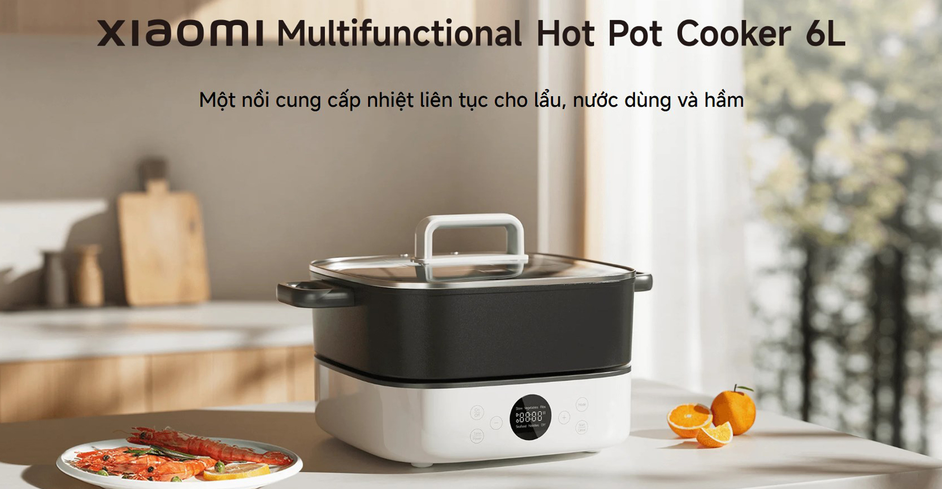 Noi lau dien da nang 6L Xiaomi Multifunctional Hot Pot Cooker MEH01 bigmivn
